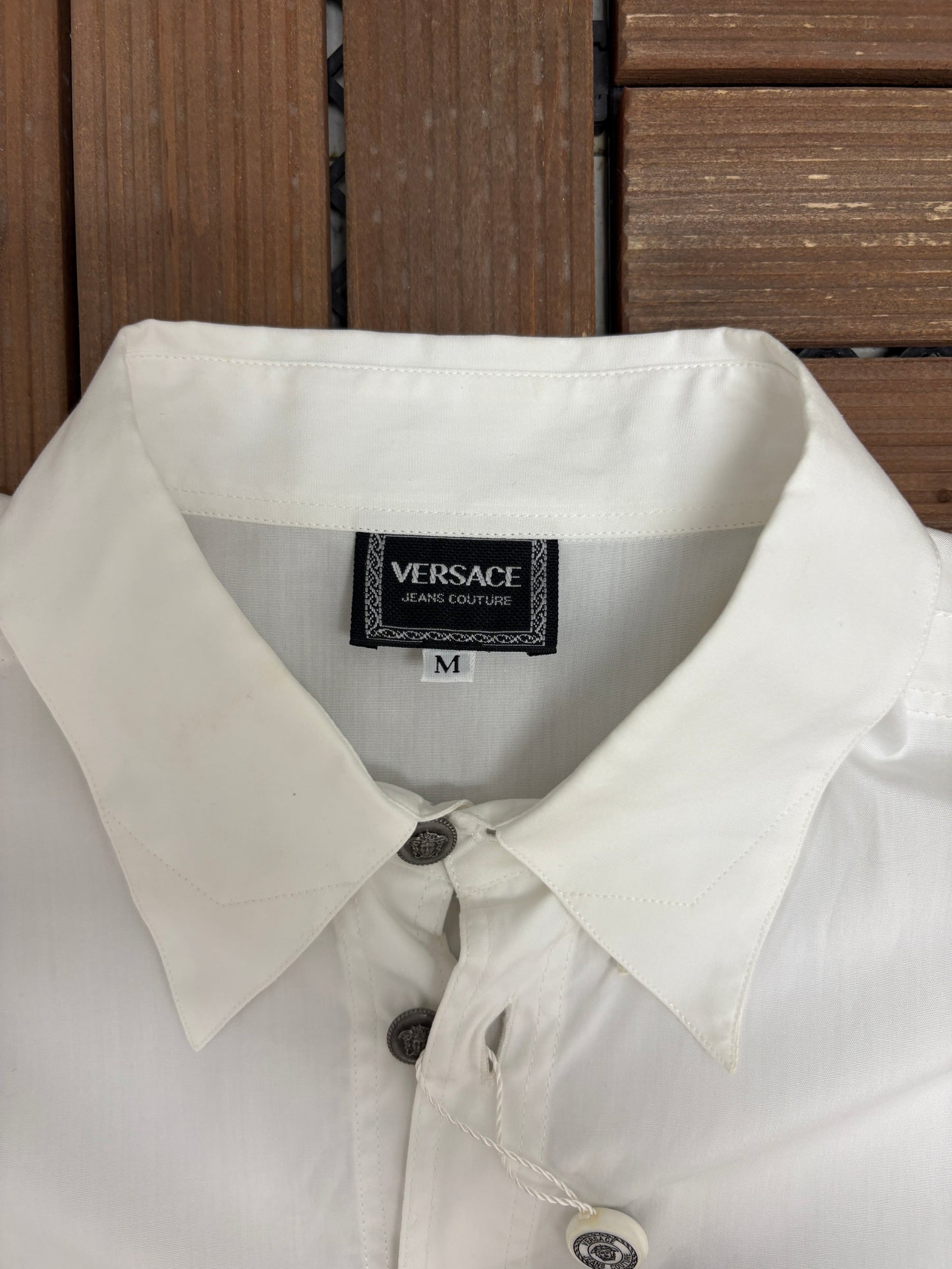Versace Jeans Couture Button Down Shirt | Size Medium | Branded White Button Down Collared Shirt |
