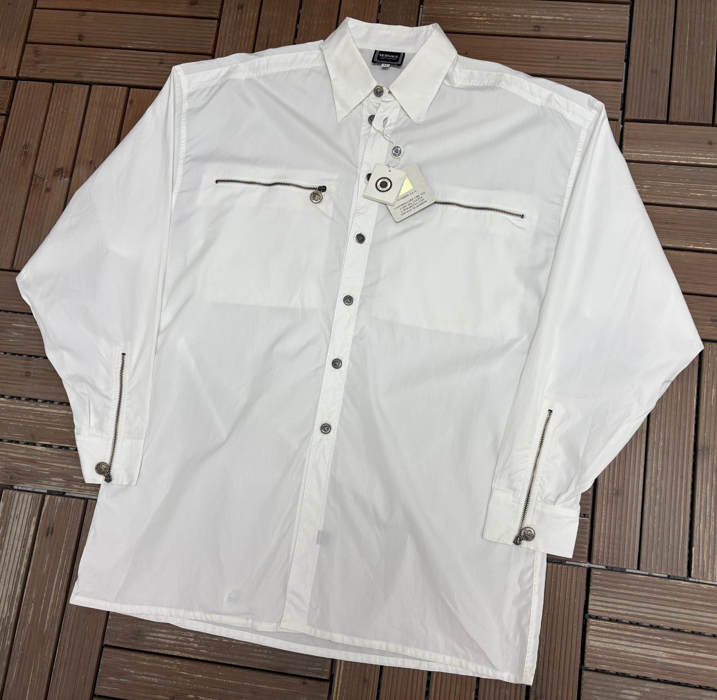 Versace Jeans Couture Button Down Shirt | Size Medium | Branded White Button Down Collared Shirt |