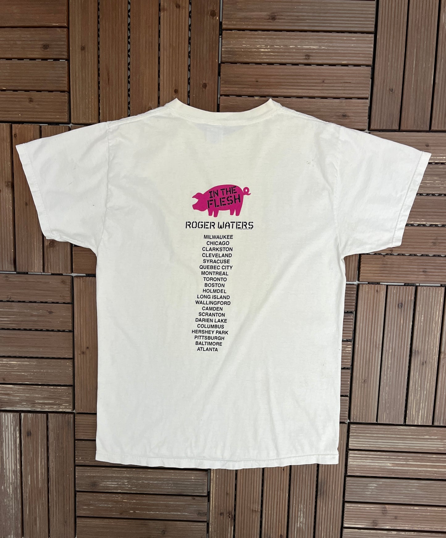 Roger Waters In The Flesh Graphic Tee | Size Large | Vintage 1990s Rock Tour White T-Shirt |