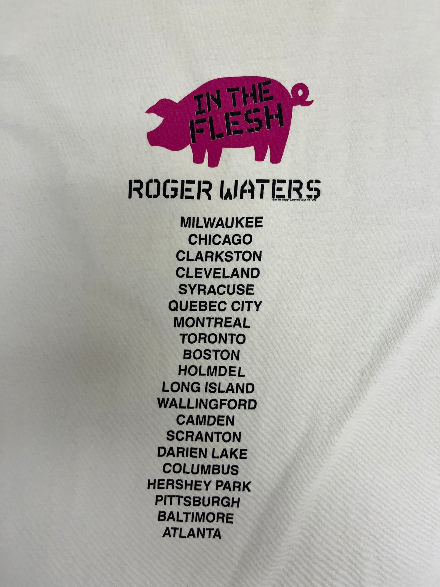 Roger Waters In The Flesh Graphic Tee | Size Large | Vintage 1990s Rock Tour White T-Shirt |