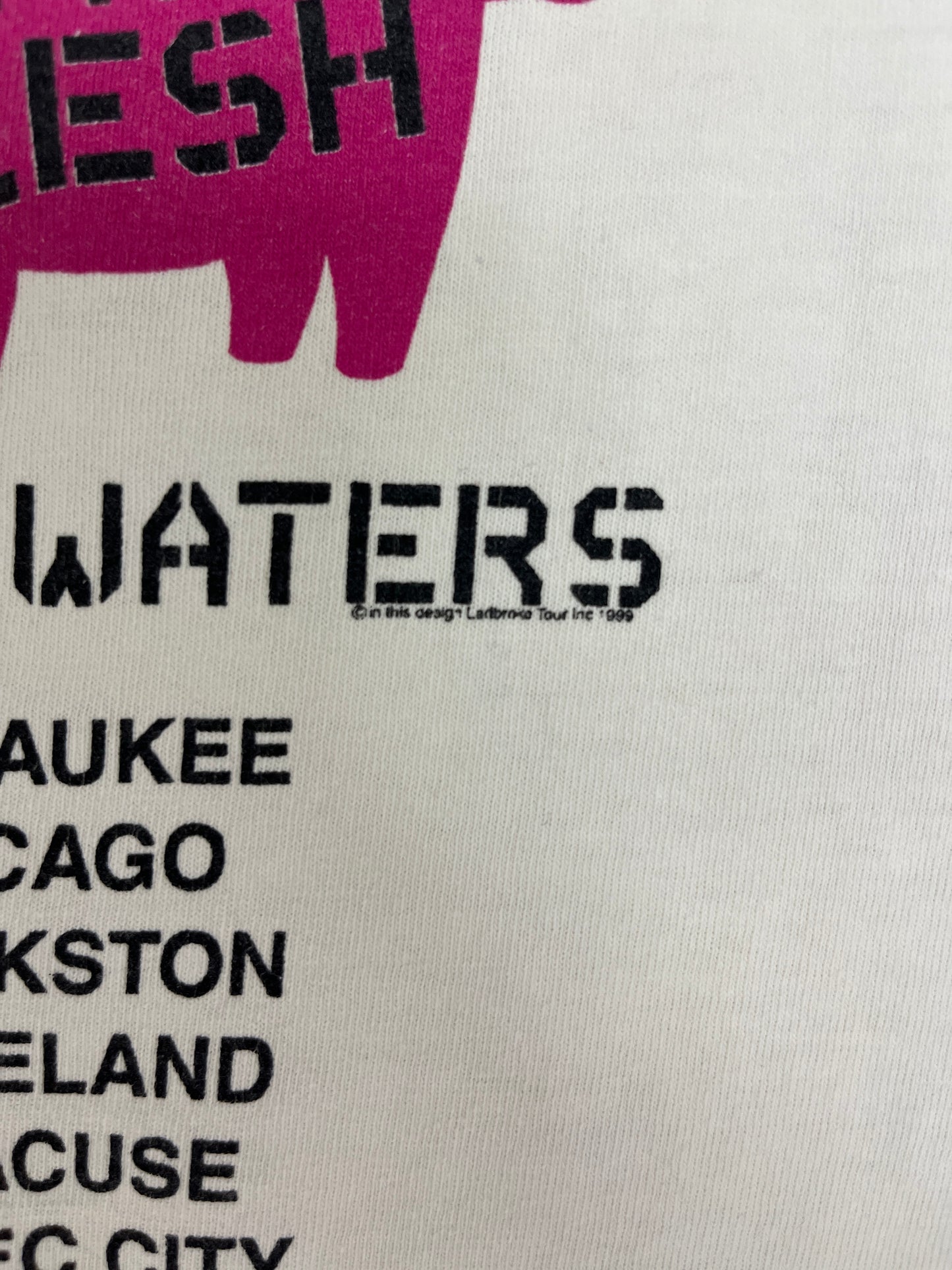 Roger Waters In The Flesh Graphic Tee | Size Large | Vintage 1990s Rock Tour White T-Shirt |