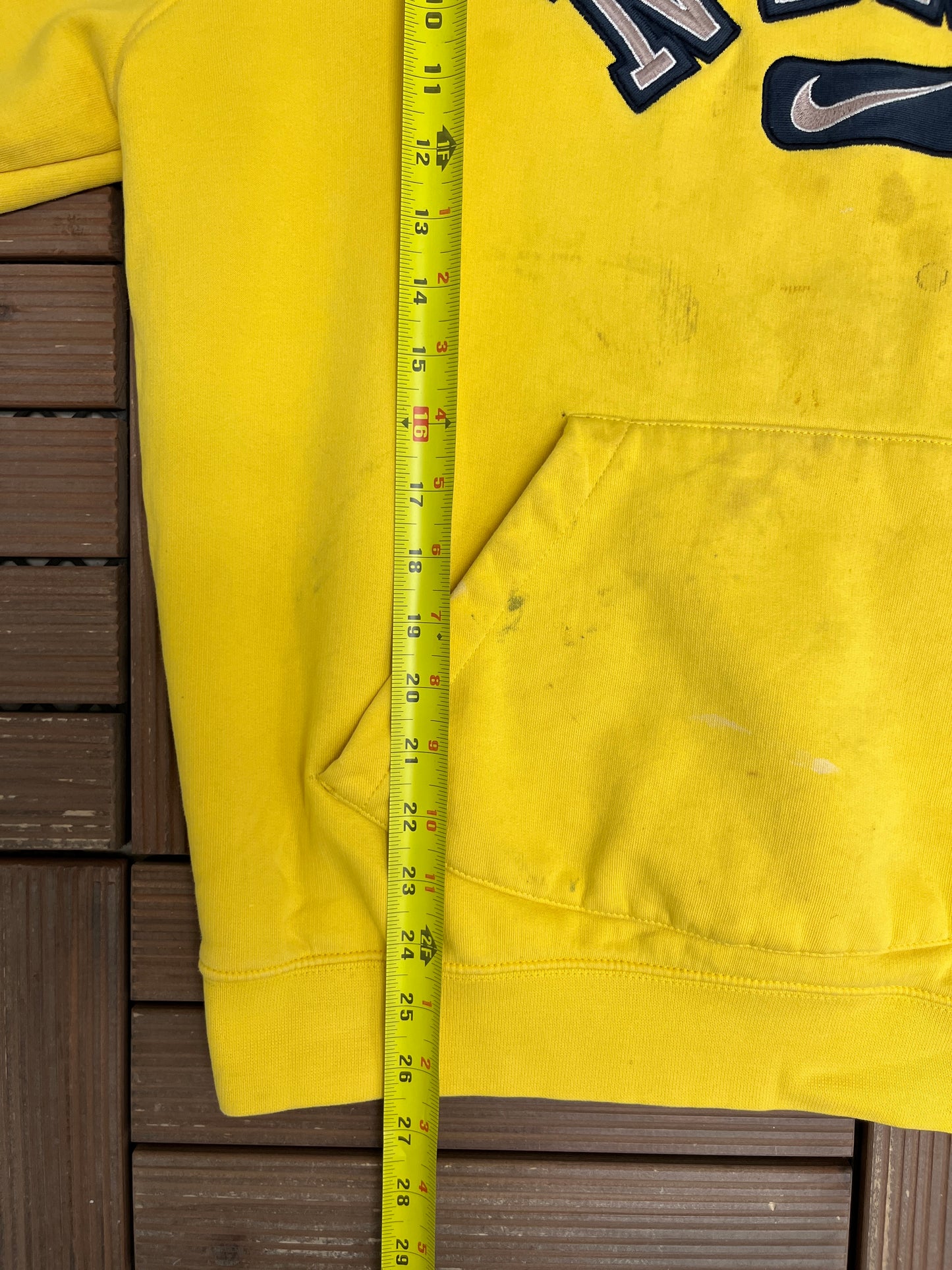 Nike Embroidered Spell Out Graphic Hoodie | Size Large | Vintage 2000s Nike Branded Yellow Sweater |