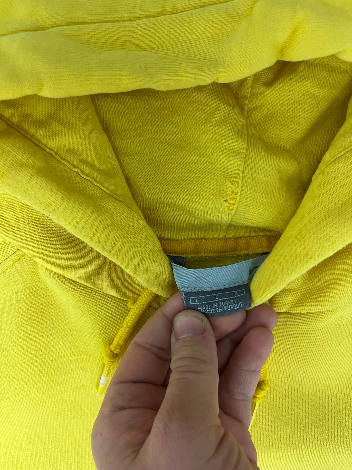 Nike Embroidered Spell Out Graphic Hoodie | Size Large | Vintage 2000s Nike Branded Yellow Sweater |