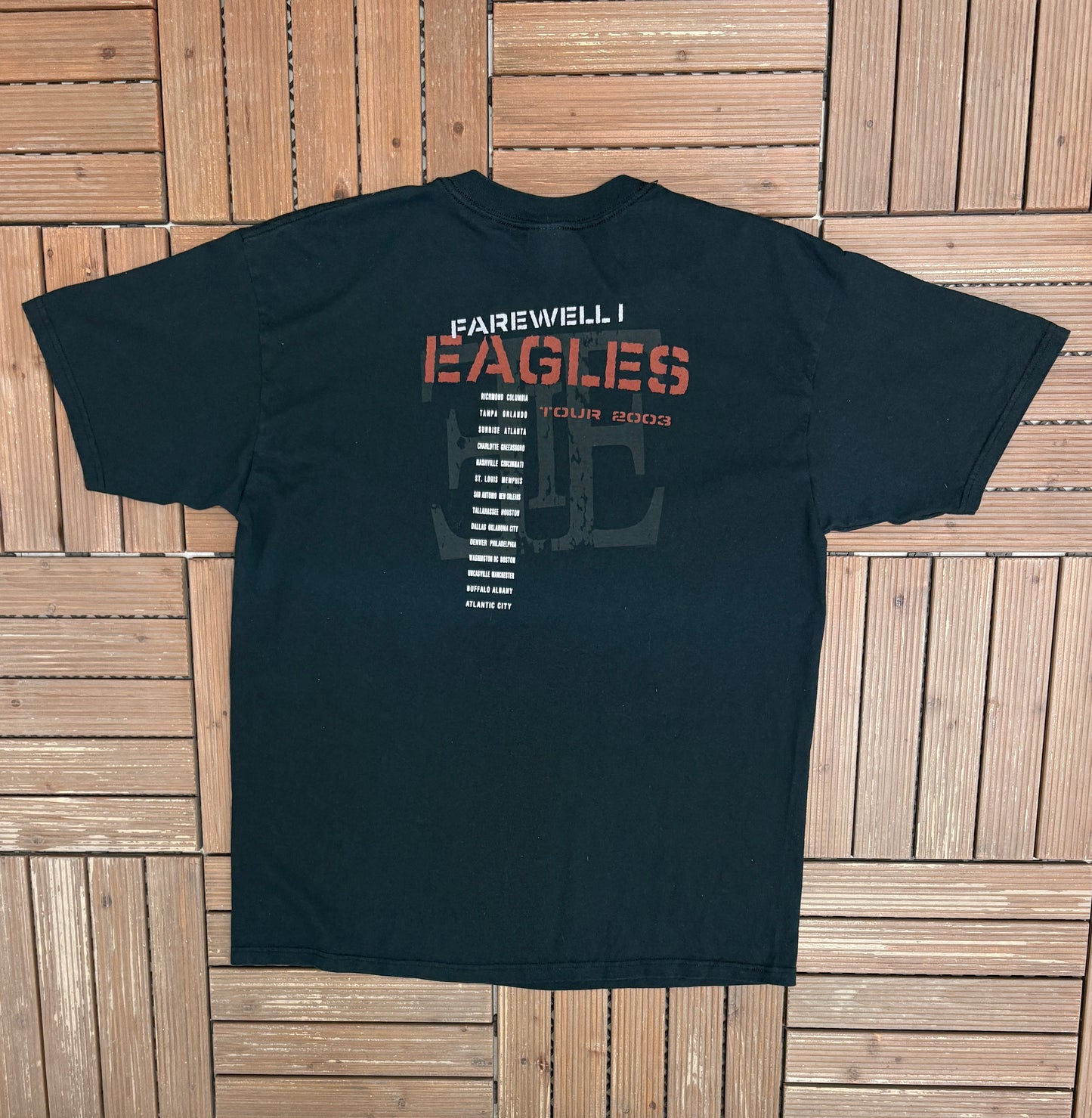 Eagles Farewell Tour 2003 Graphic Tee | Size X-Large | Vintage 2000s Rock Band Black T-Shirt |