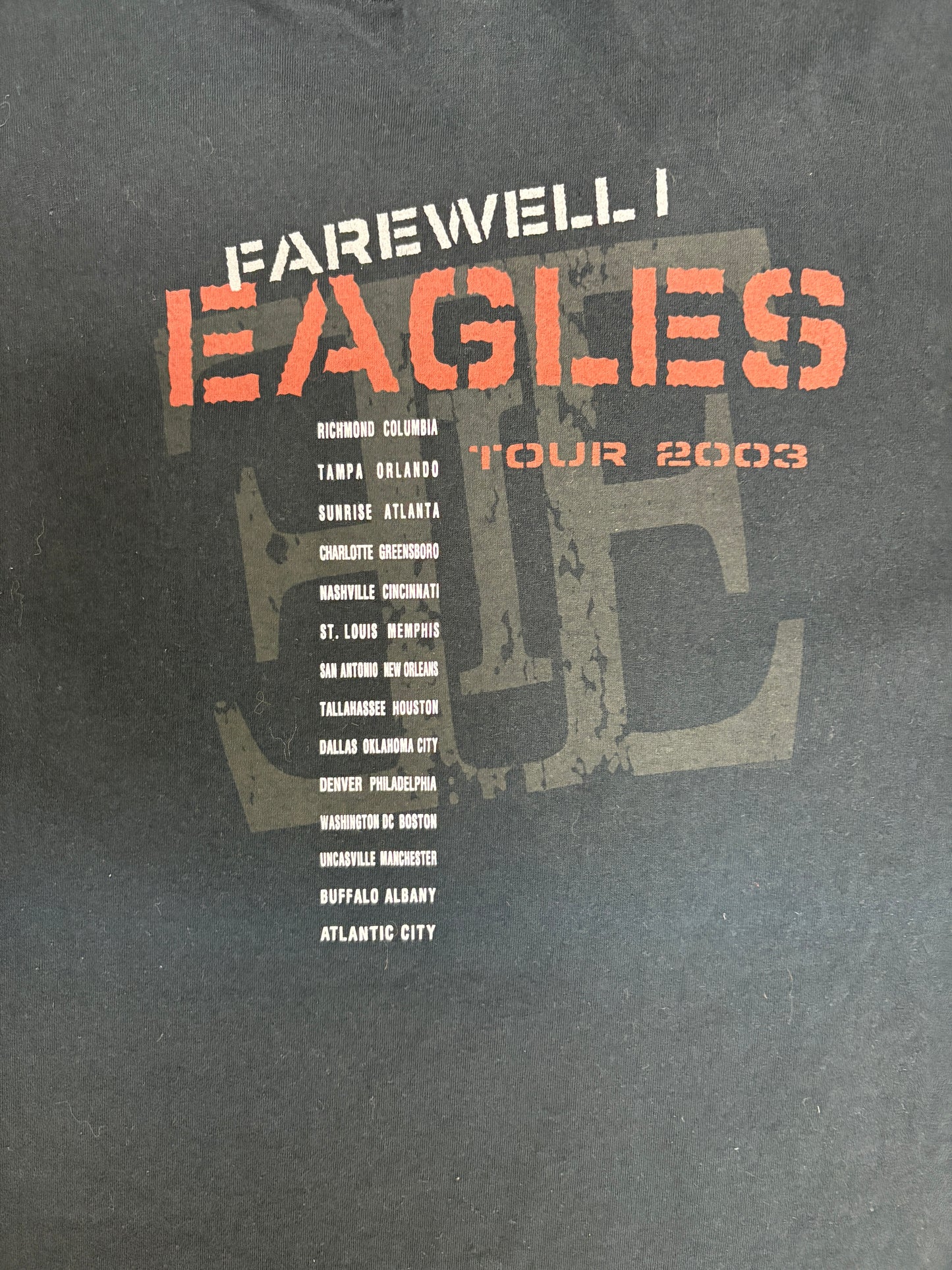 Eagles Farewell Tour 2003 Graphic Tee | Size X-Large | Vintage 2000s Rock Band Black T-Shirt |