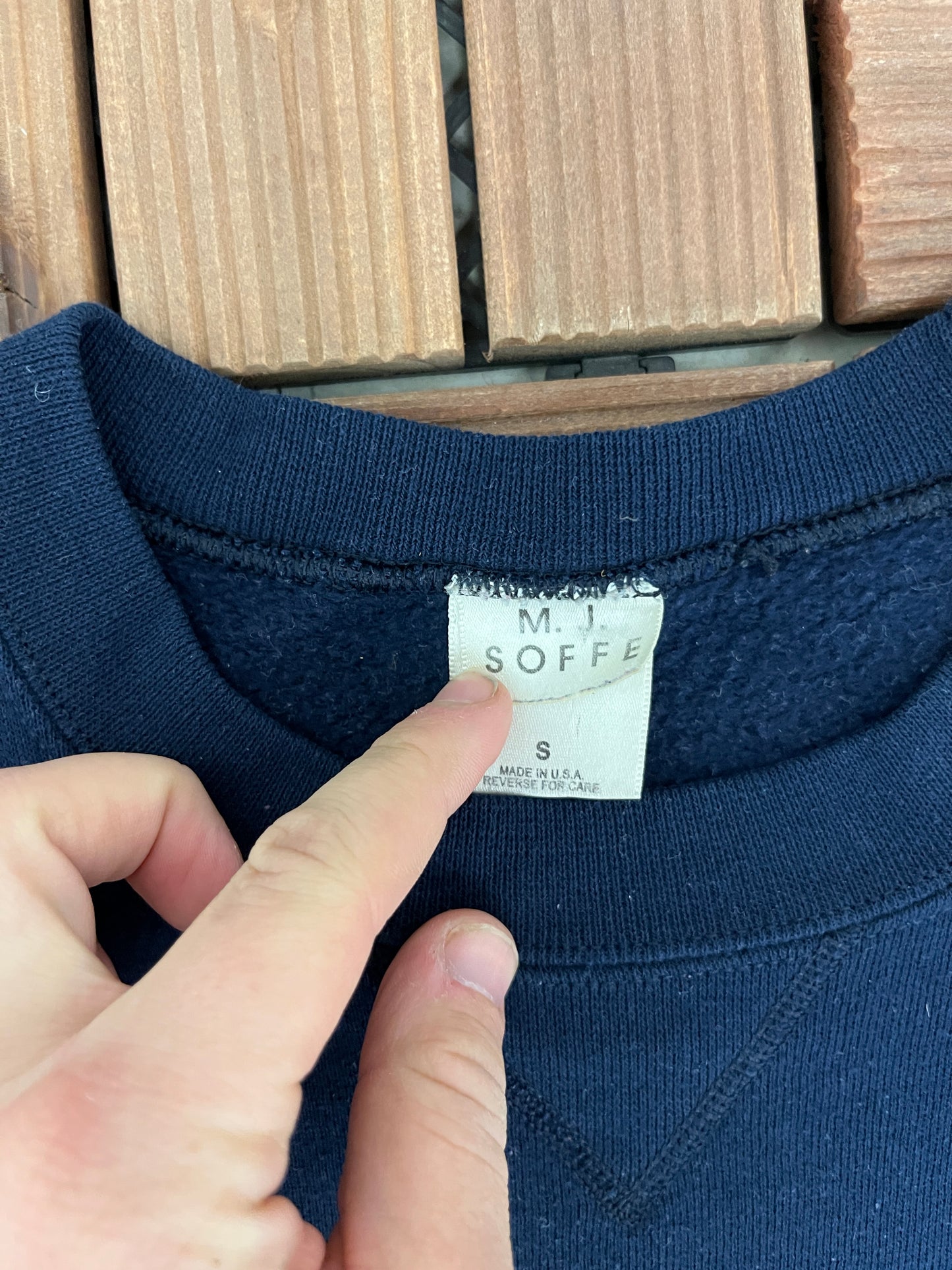 United States of America Navy Graphic Crewneck | Size Small | Vintage 1990s Made in USA Blue Sweater |