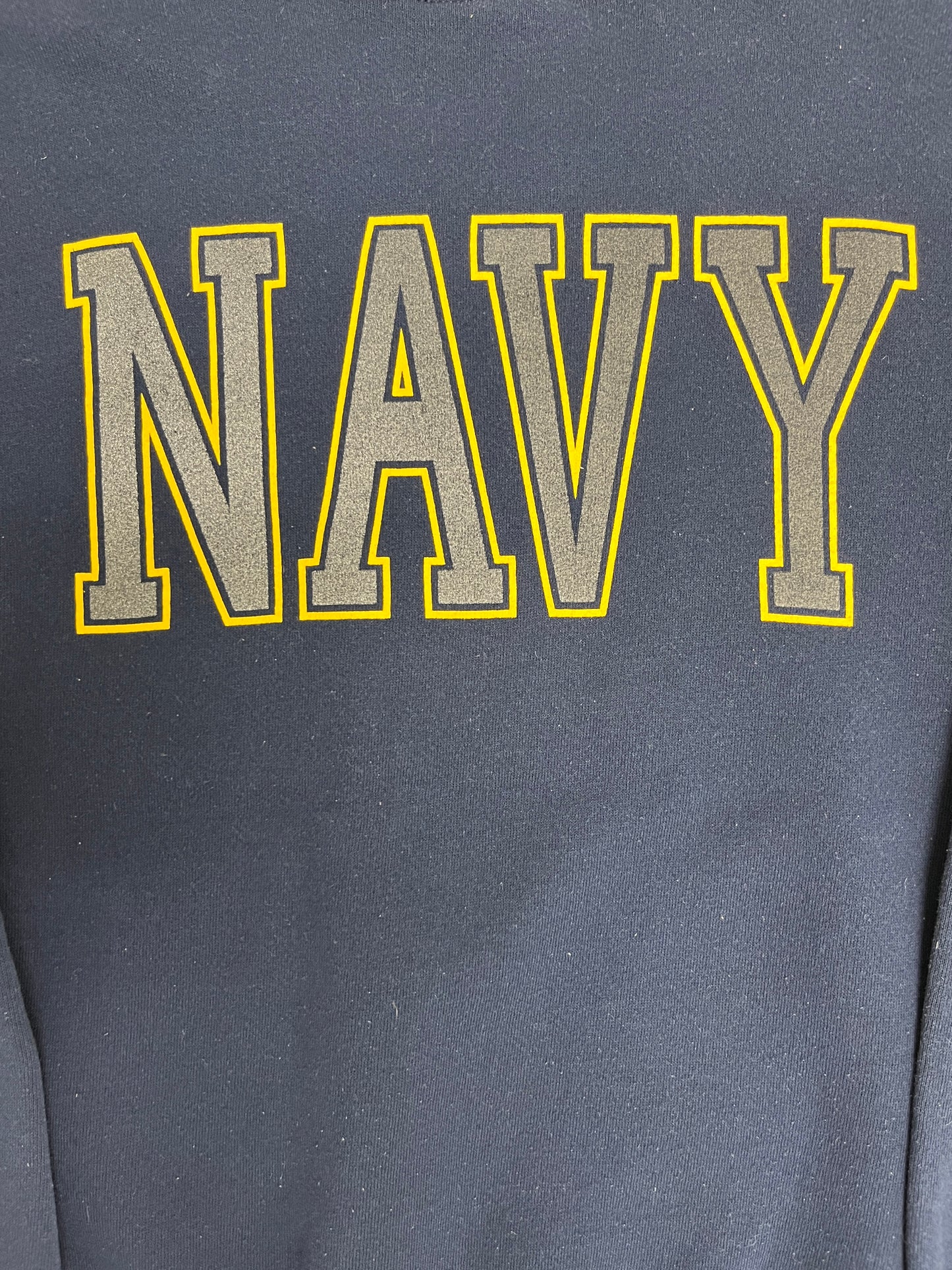United States of America Navy Graphic Crewneck | Size Small | Vintage 1990s Made in USA Blue Sweater |