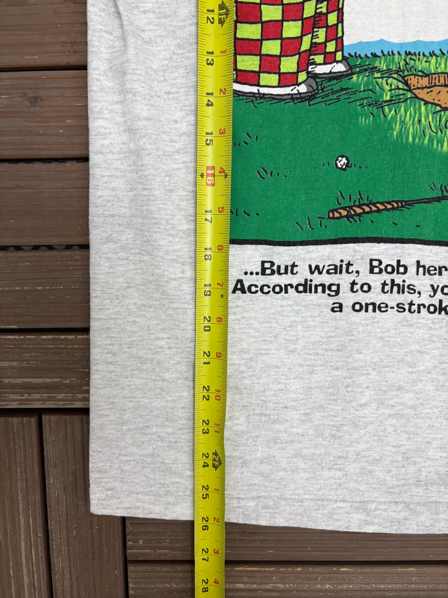 In The Bleachers Golf Graphic Tee | Size Large | Vintage 1990s Promotional Funny Grey T-Shirt |