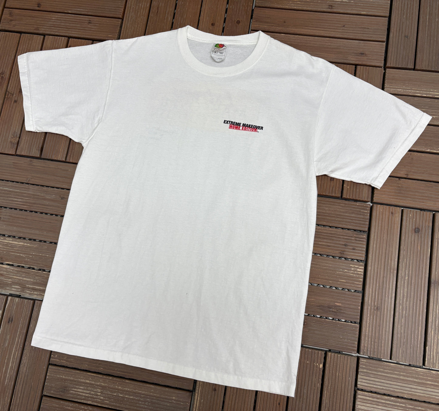 Extreme Makeover: Home Edition Graphic Tee | Size Large | Vintage 2000s Television Promotional White T-Shirt |
