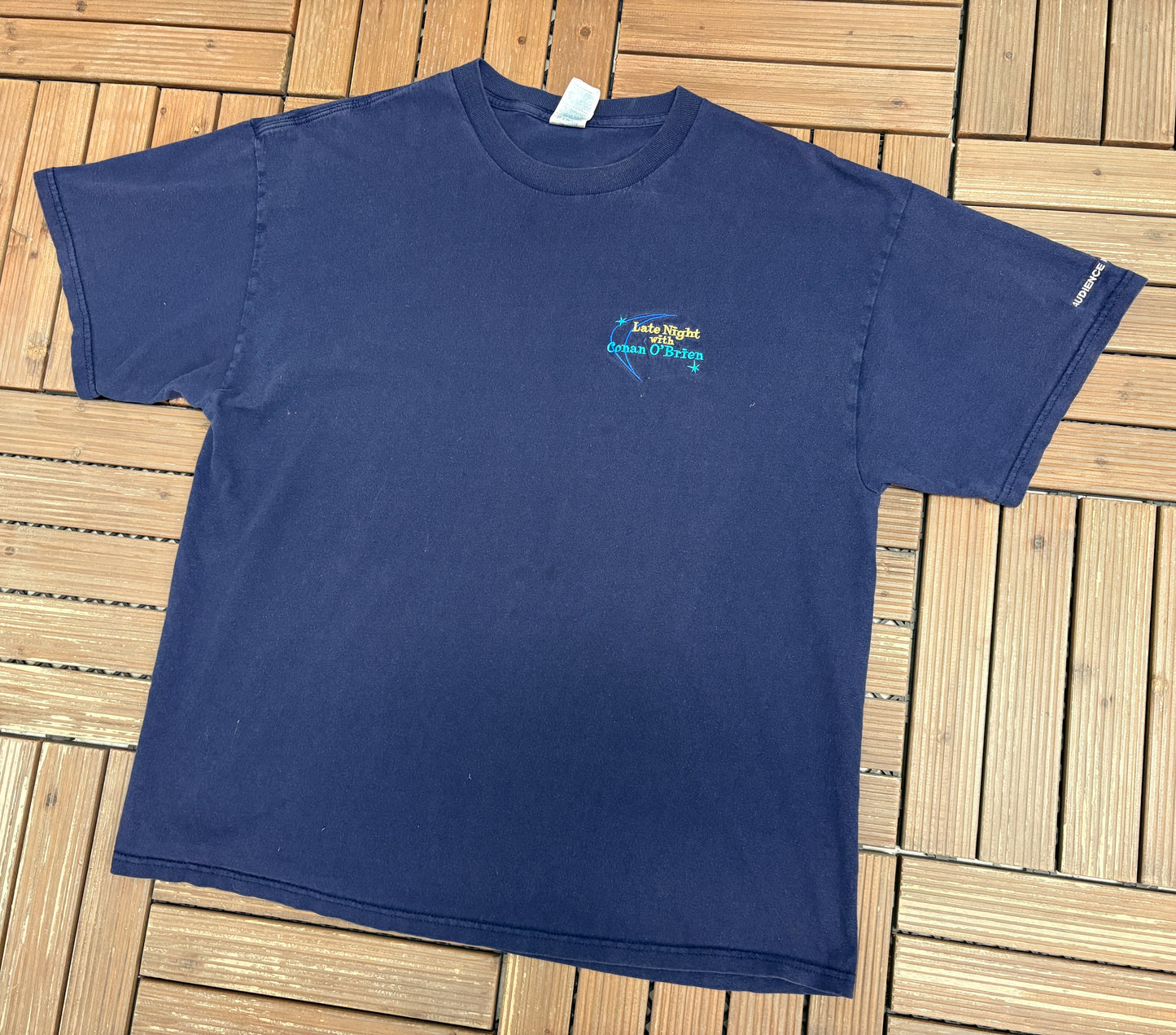 Late Night With Conan O'Brien Graphic Tee | Size X-Large | Vintage 1990s Talk Show Blue T-Shirt |