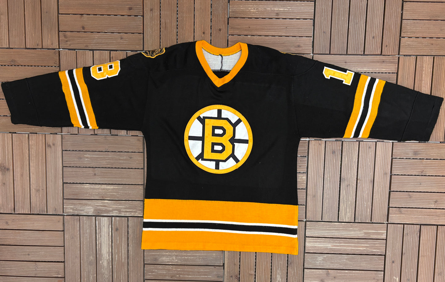 Boston Bruins John Wensink Hockey Jersey | Size Large | Vintage 1980s NHL Hockey Black Jersey |