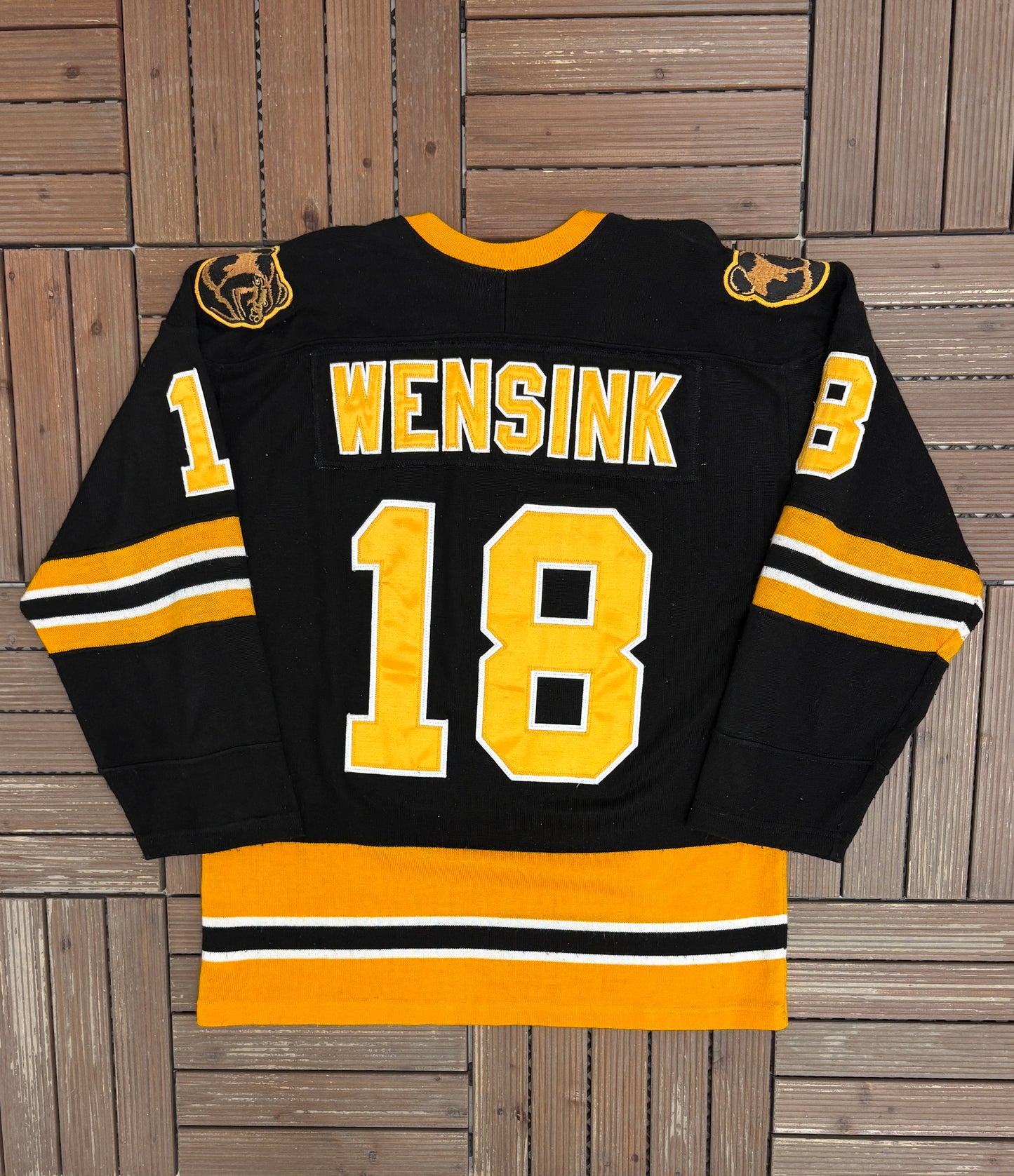 Boston Bruins John Wensink Hockey Jersey | Size Large | Vintage 1980s NHL Hockey Black Jersey |