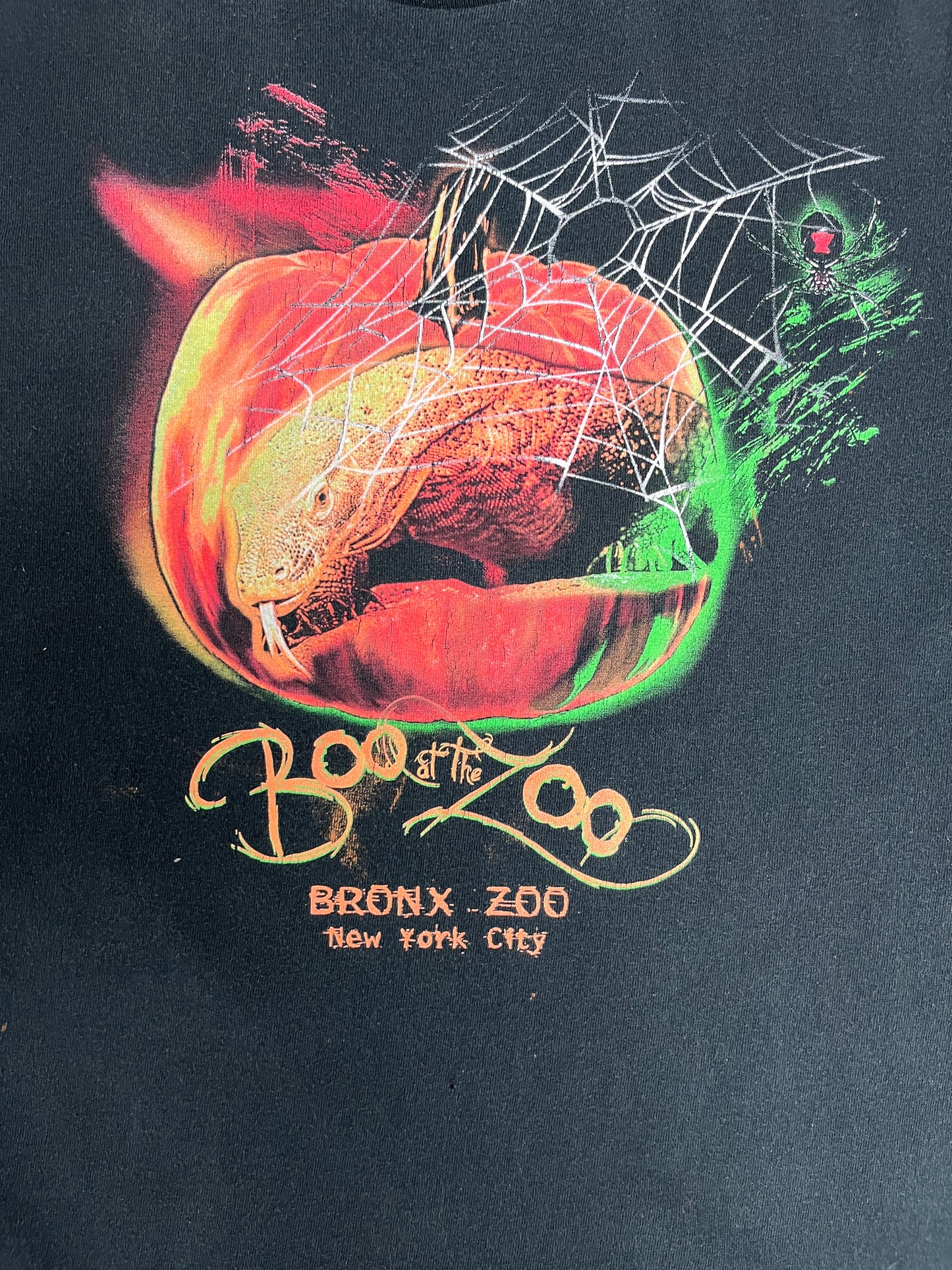 Boo At The Zoo Bronx Zoo Graphic Tee | Size X-Large | Vintage 2000s Promotional Black T-Shirt |