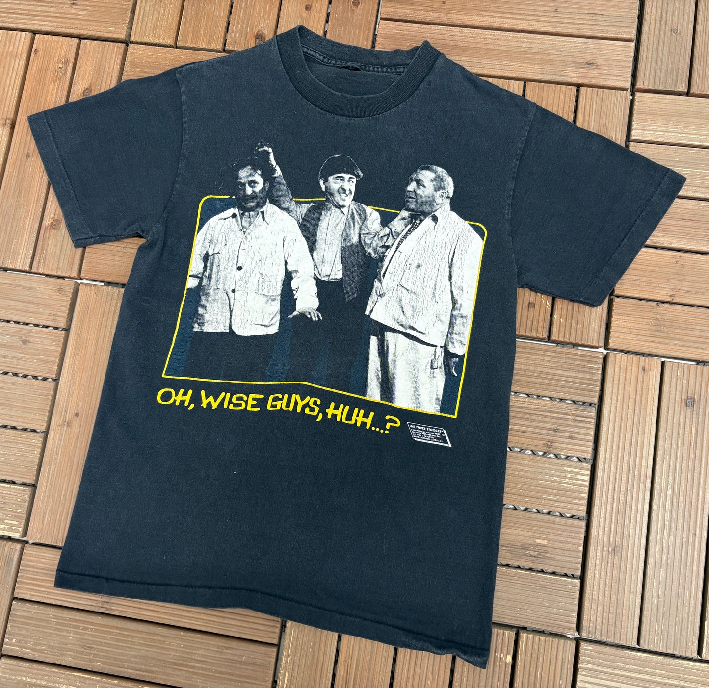 The Three Stooges Oh, Wise Guys, Huh? Graphic Tee | Size Medium | Vintage 1980s Comedy Group Black T-Shirt |