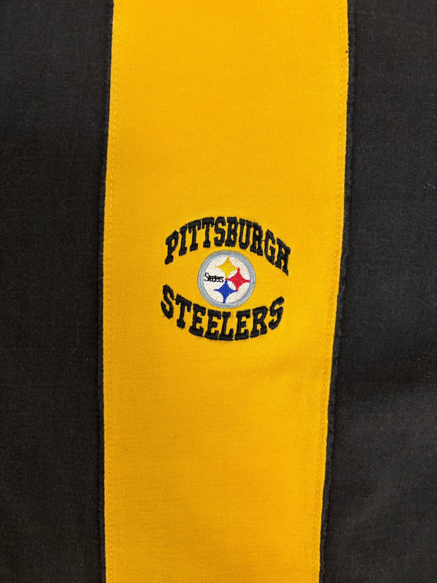Pittsburgh Steelers Graphic Rugby Shirt | Size Large | Vintage 1990s Football Black Long Sleeve |