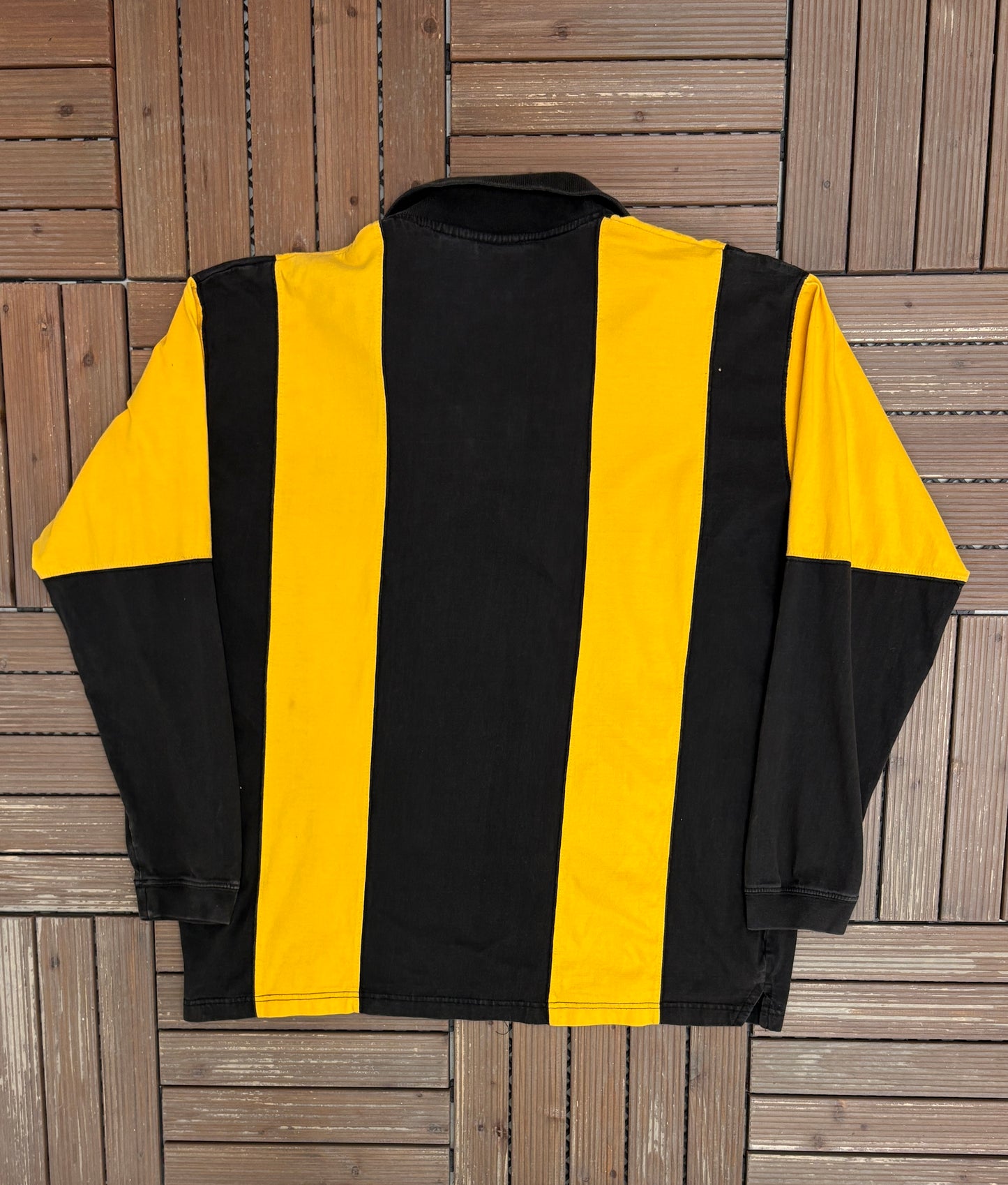 Pittsburgh Steelers Graphic Rugby Shirt | Size Large | Vintage 1990s Football Black Long Sleeve |