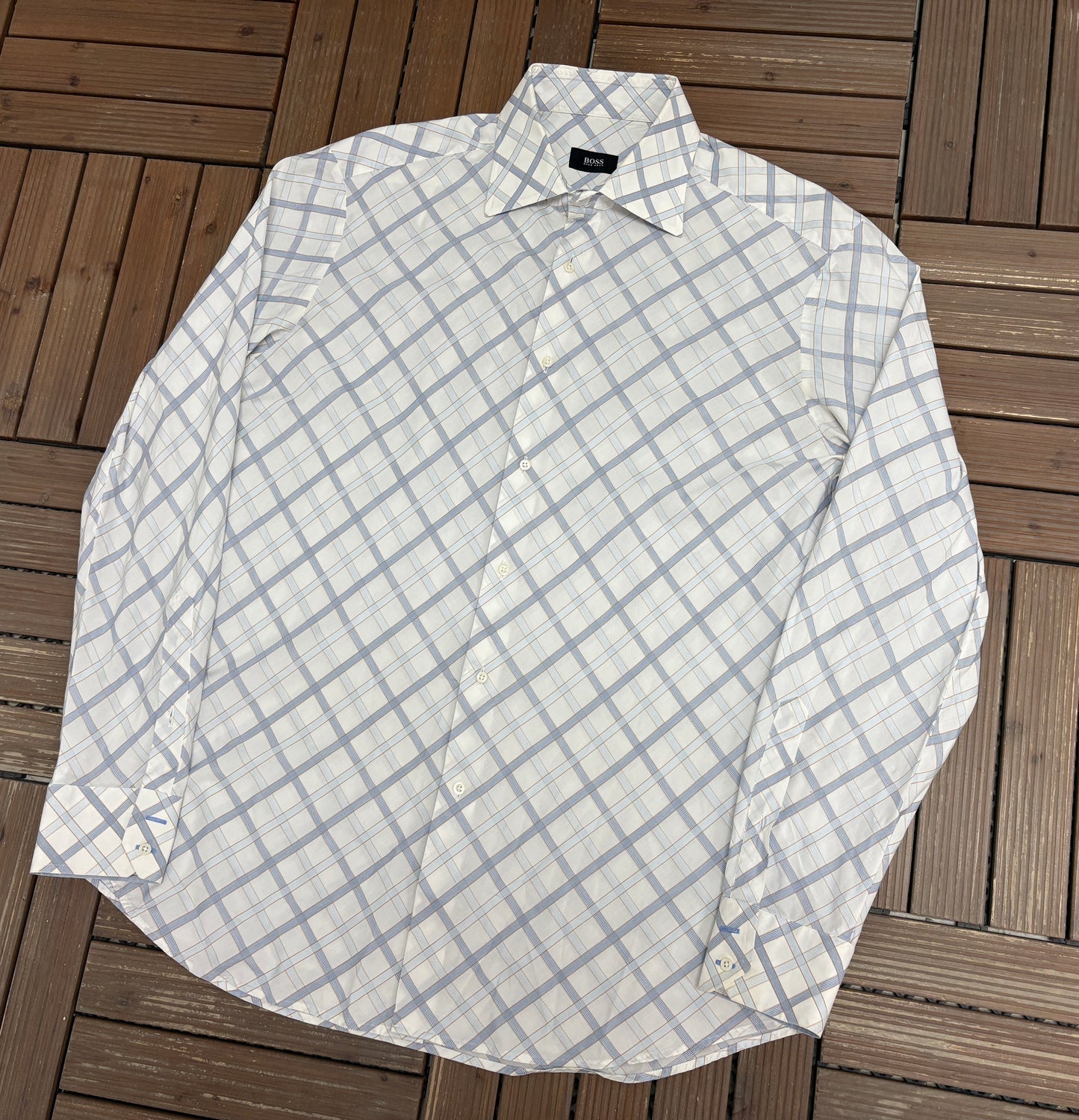 BOSS Hugo Boss Button Down Shirt | Size Large | Branded White Button Down Collared Shirt |