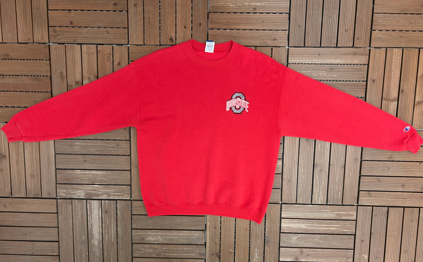 Ohio State Buckeyes Graphic Crewneck | Size Large | Vintage 1980s College Red Sweater |