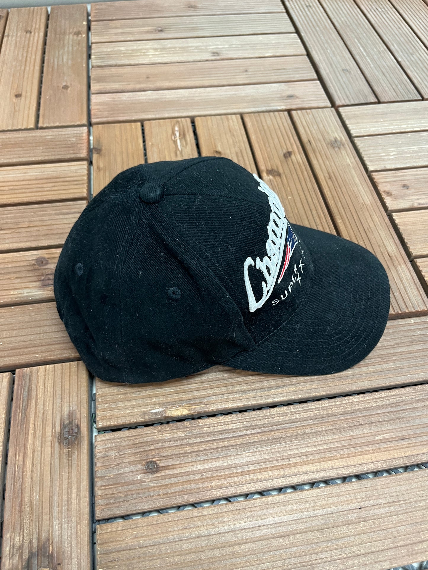 New England Patriots Super Bowl XXXVI Champions Graphic Hat | Snap Back | Vintage 2000s NFL Football Black Hat |