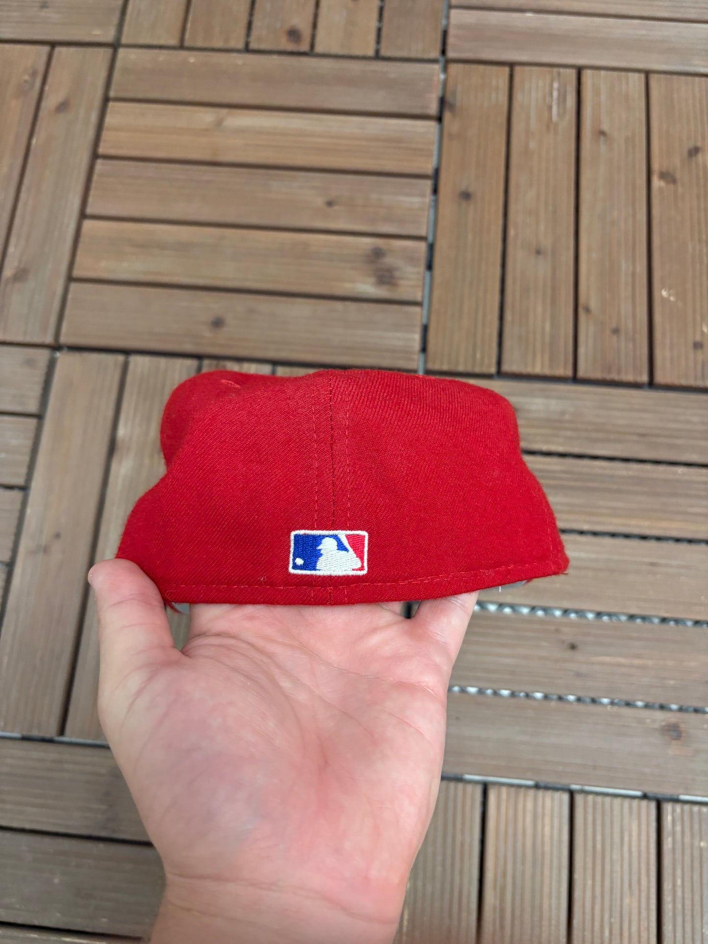 Texas Rangers Embroidered Graphic Hat | Size 7 1/4 | Vintage 1990s Wool MLB Baseball Red Cap |