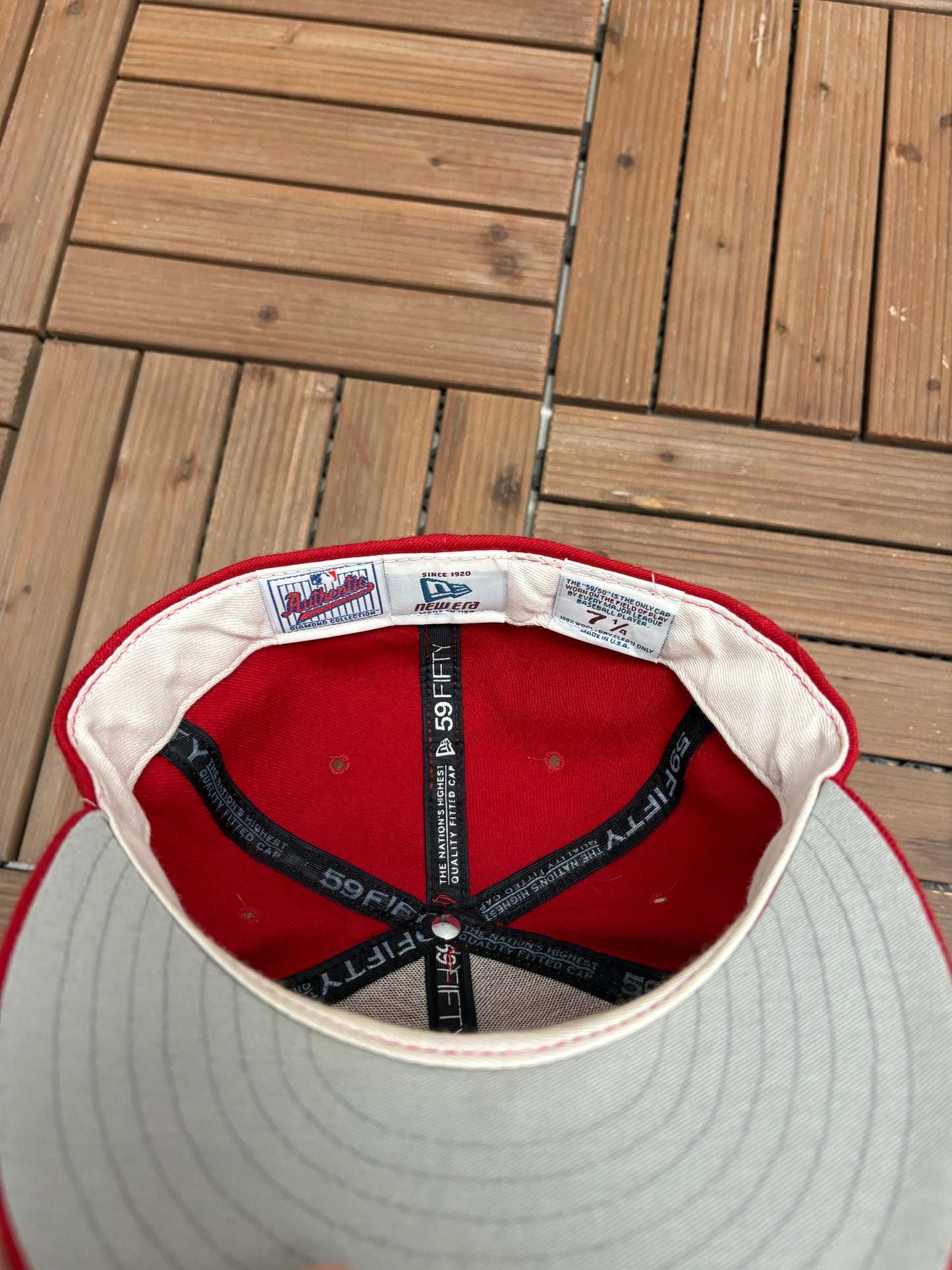 Texas Rangers Embroidered Graphic Hat | Size 7 1/4 | Vintage 1990s Wool MLB Baseball Red Cap |