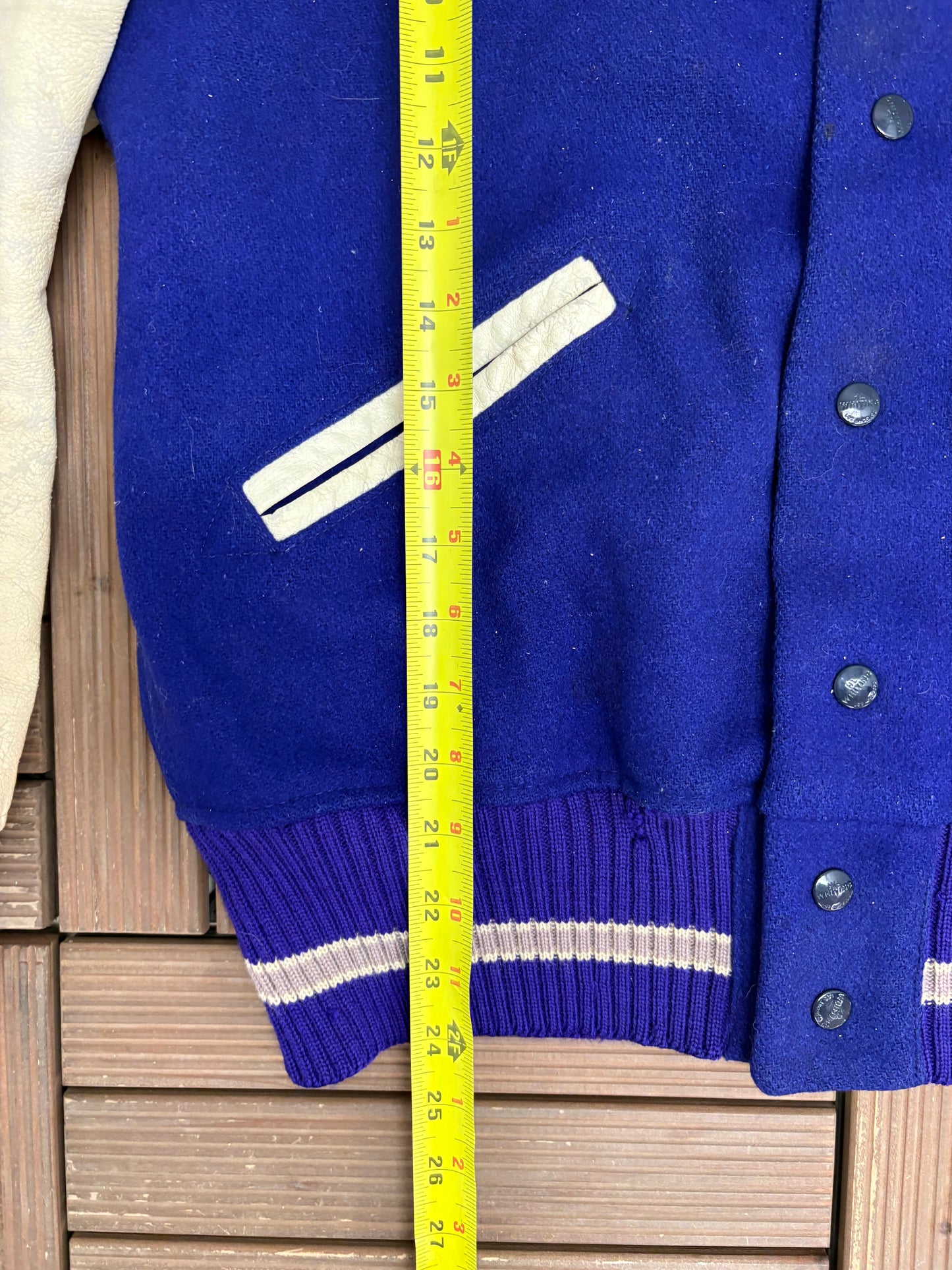 Whiting Letterman "P" Graphic Jacket | Size 42 | Vintage 1970s Varsity Blue Jacket |