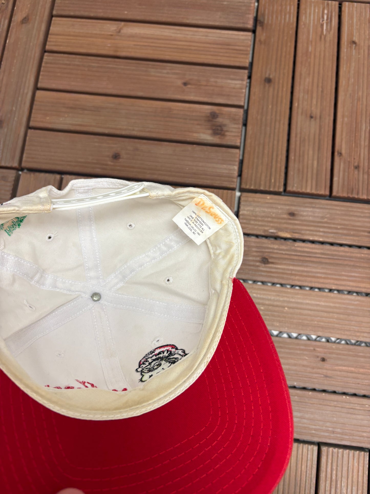 The Grinch Merry Grinchmas! Graphic Hat | Snap Back | Vintage 1990s Promotional White Cap |