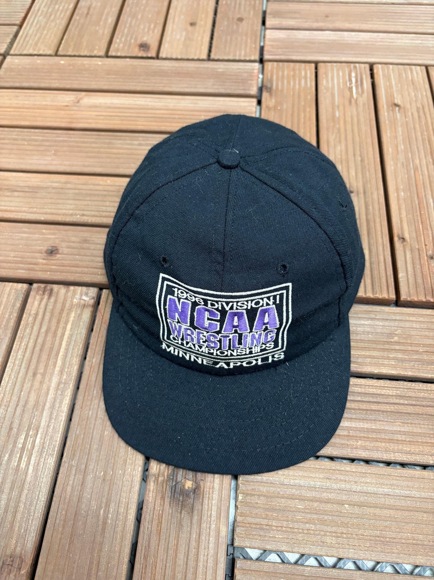 NCAA Wrestling Championships 1996 Graphic Hat | Snap Back | Vintage 1990s College Sports Black Cap |