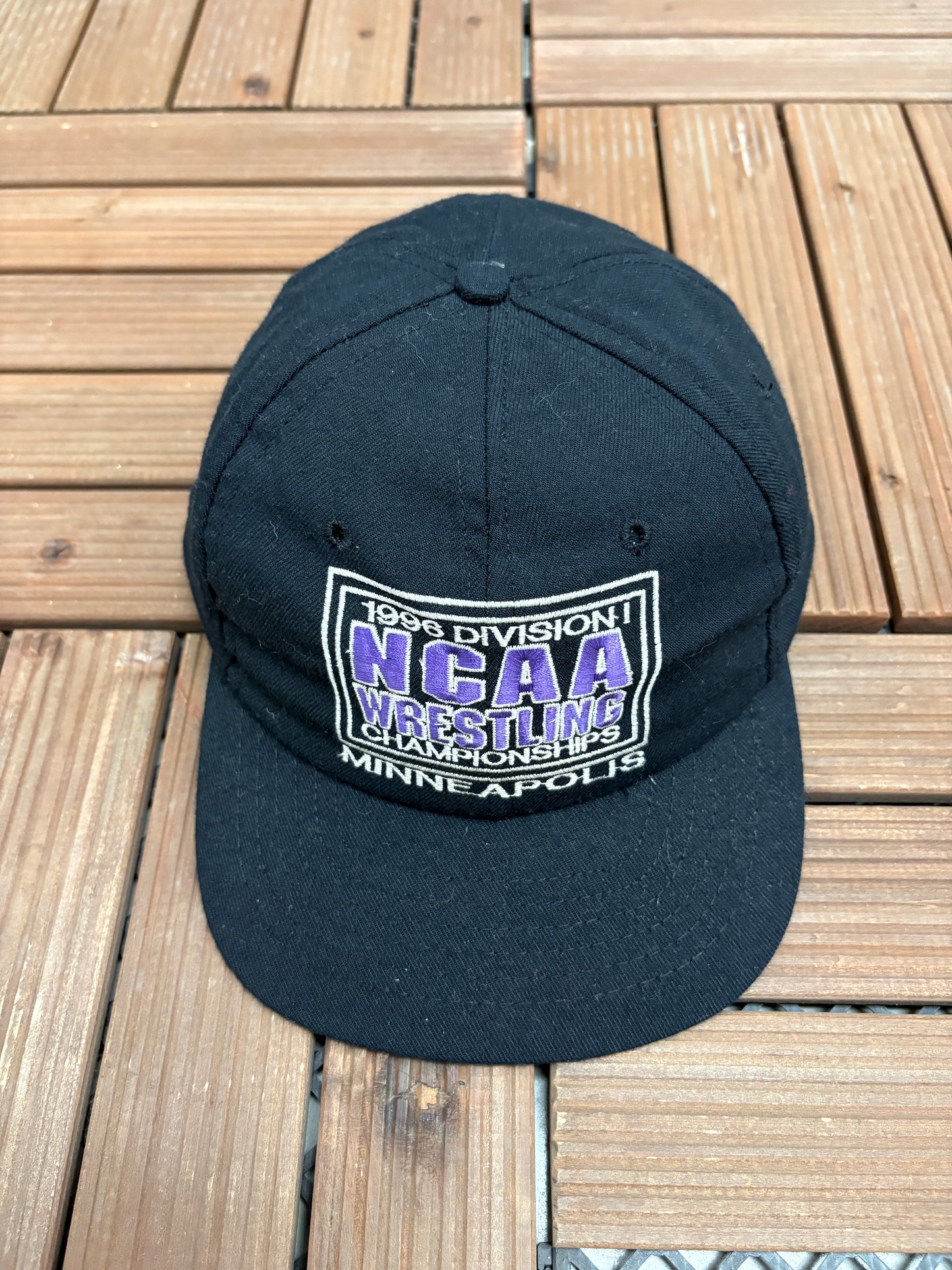 NCAA Wrestling Championships 1996 Graphic Hat | Snap Back | Vintage 1990s College Sports Black Cap |