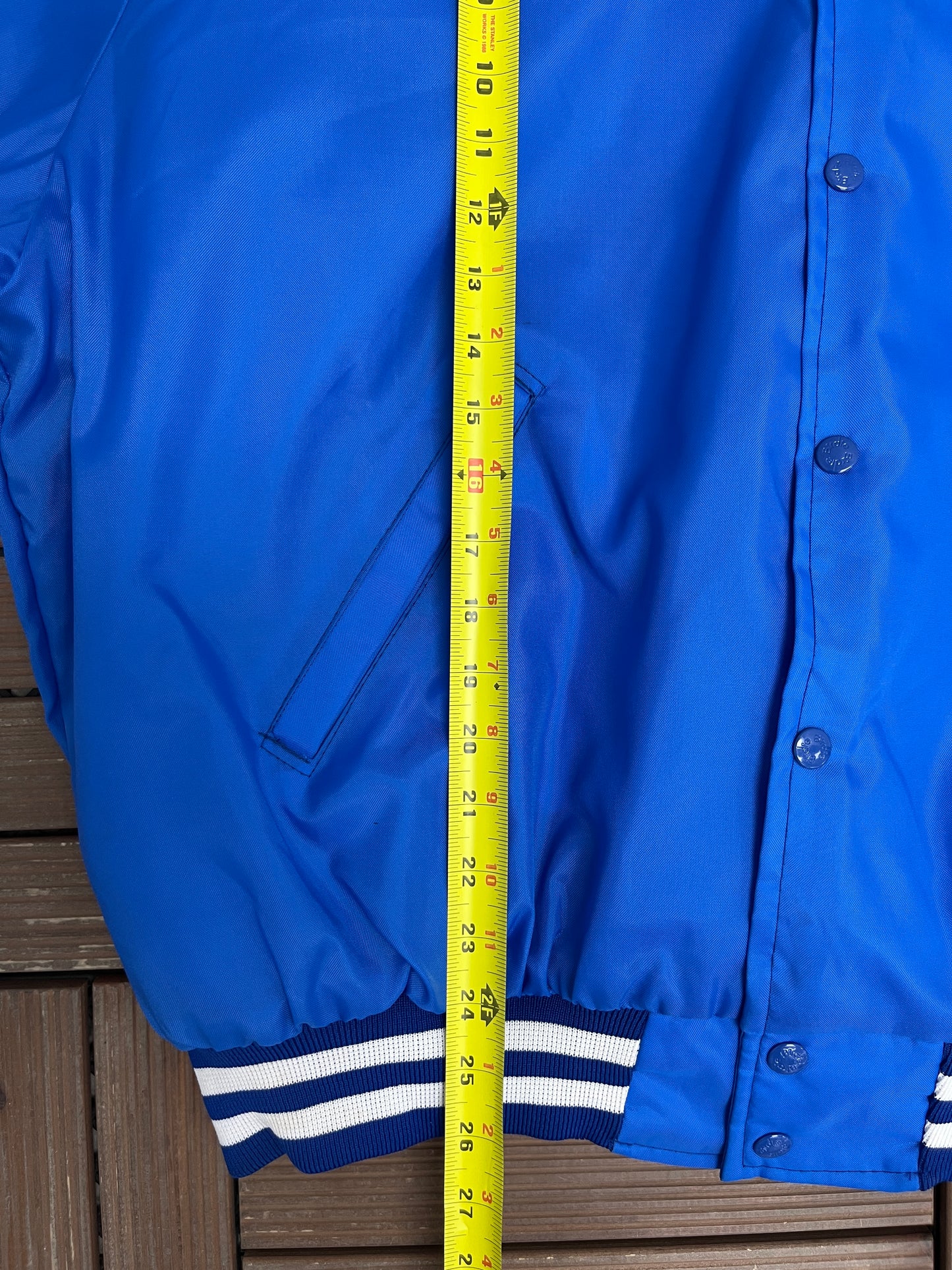 Larsen Auto Centers Graphic Varsity Jacket | Size X-Large | Vintage 1990s Blue Varsity Bomber Coat |