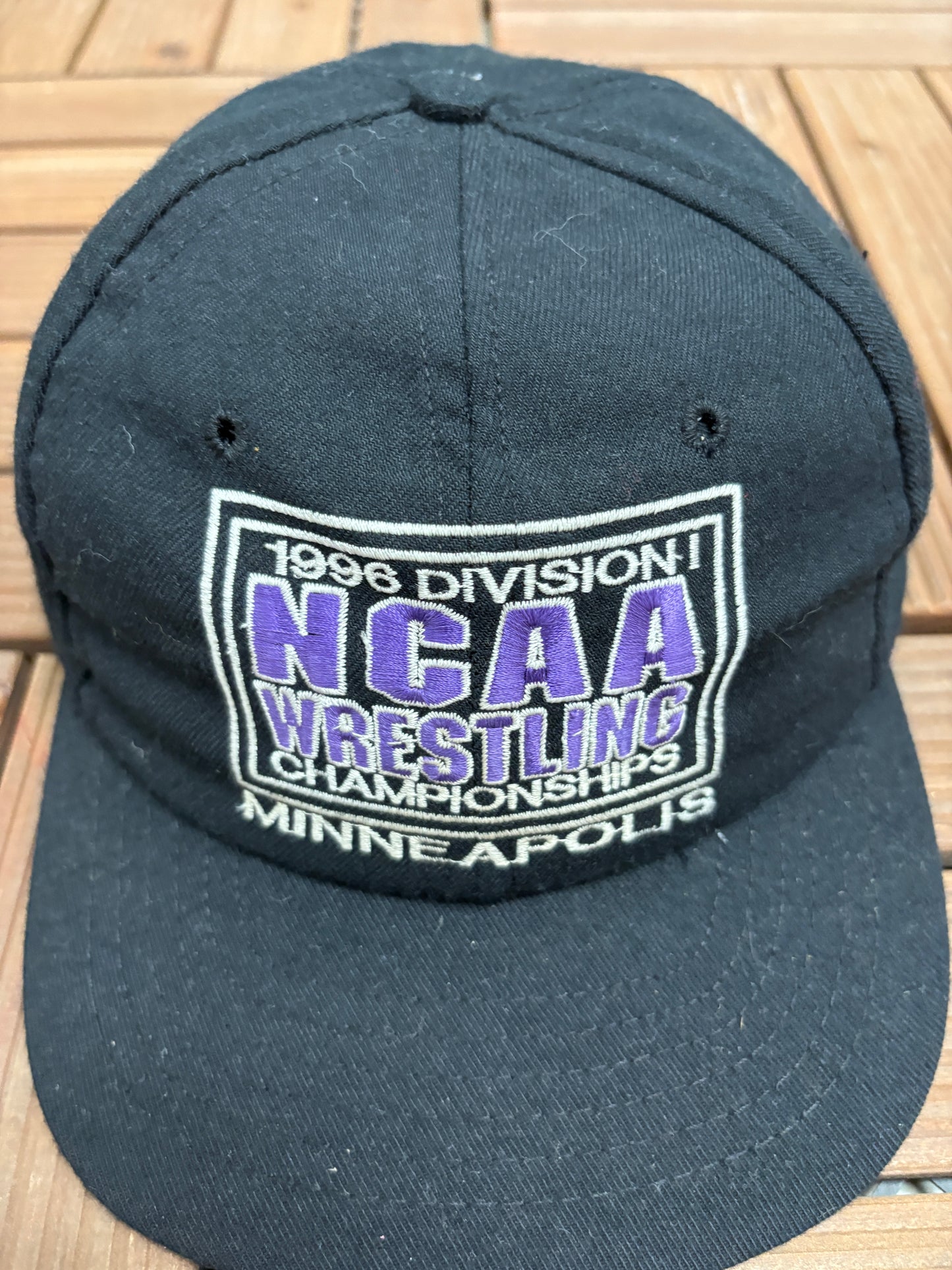 NCAA Wrestling Championships 1996 Graphic Hat | Snap Back | Vintage 1990s College Sports Black Cap |