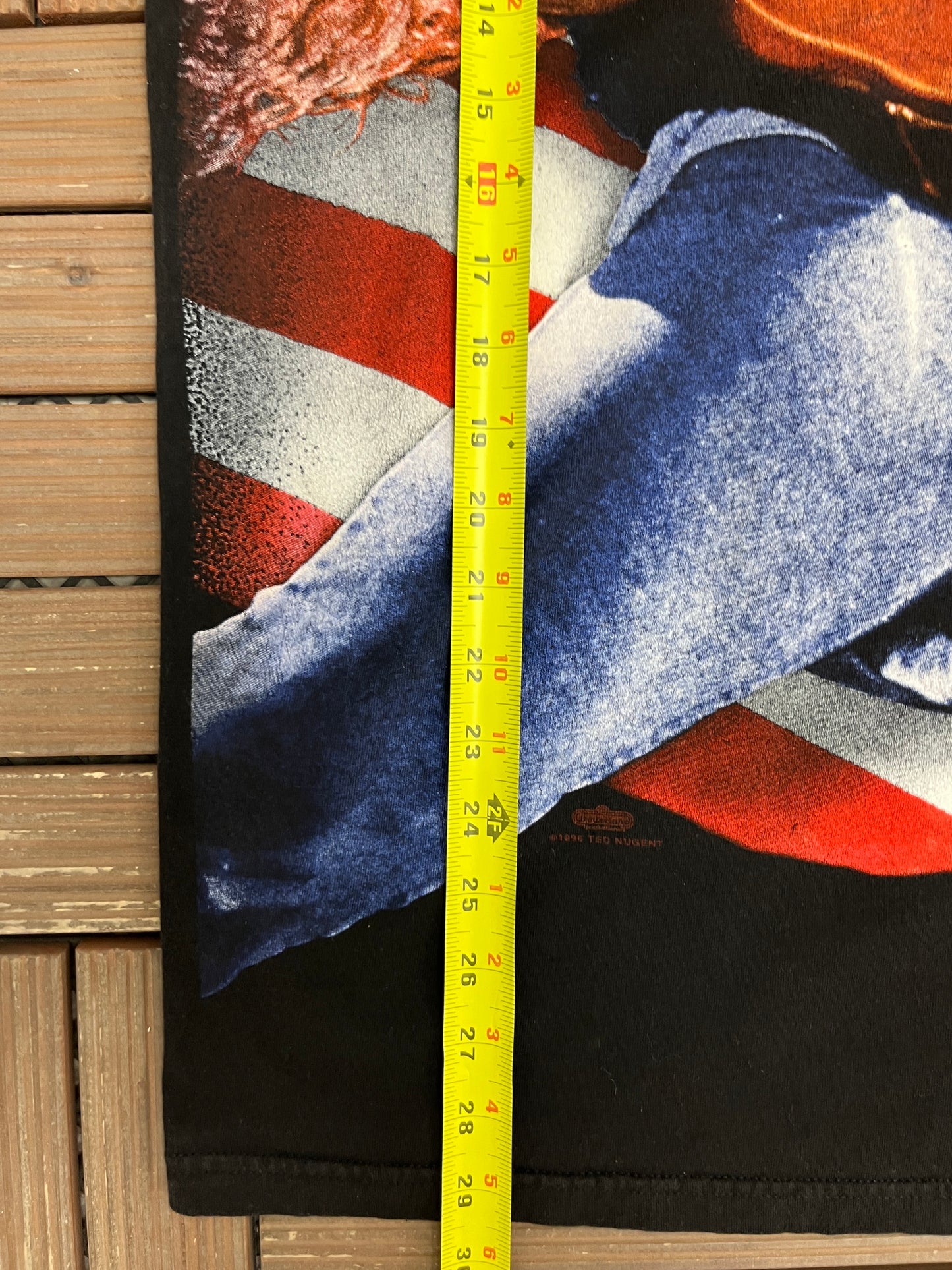 Ted Nugent One Nation Under Ted 1996 Graphic Tee | Size X-Large | Vintage 1990s Rock AOP Black T-Shirt |