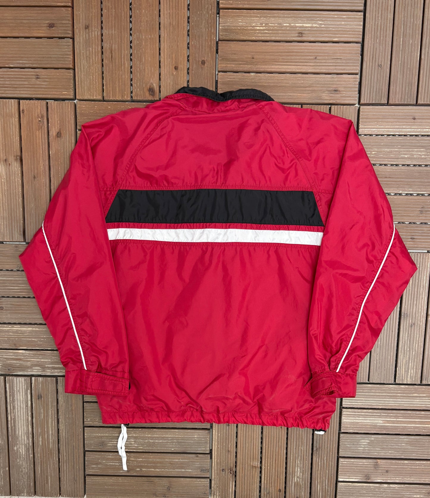 Nike Embroidered Swoosh Windbreaker Jacket | Size Medium | Vintage 2000s Branded Red Zip Up Windbreaker |