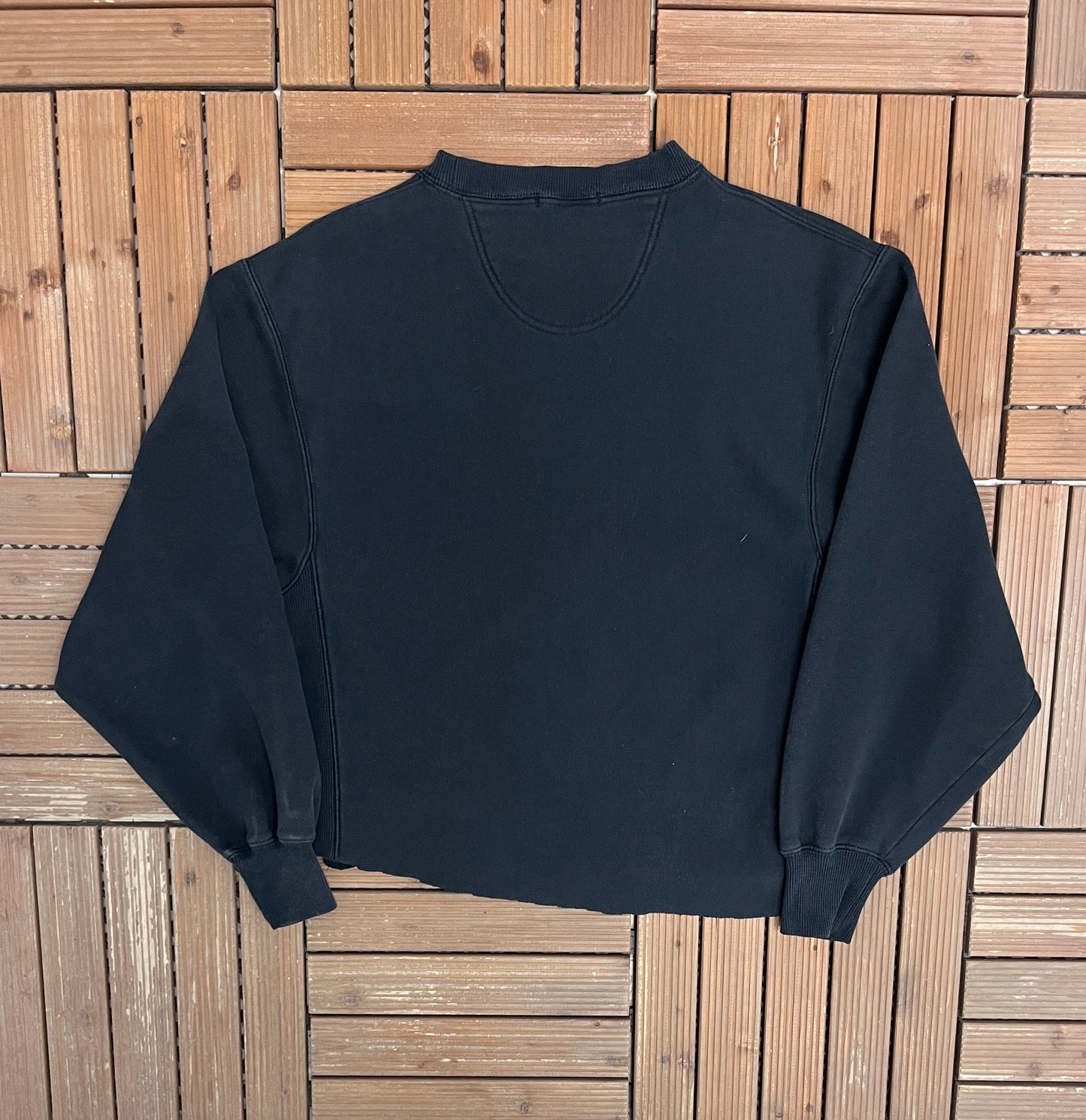 Coca-Cola Embroidered Graphic Crewneck | Size Large | Vintage 1990s Promotional Black Sweater |