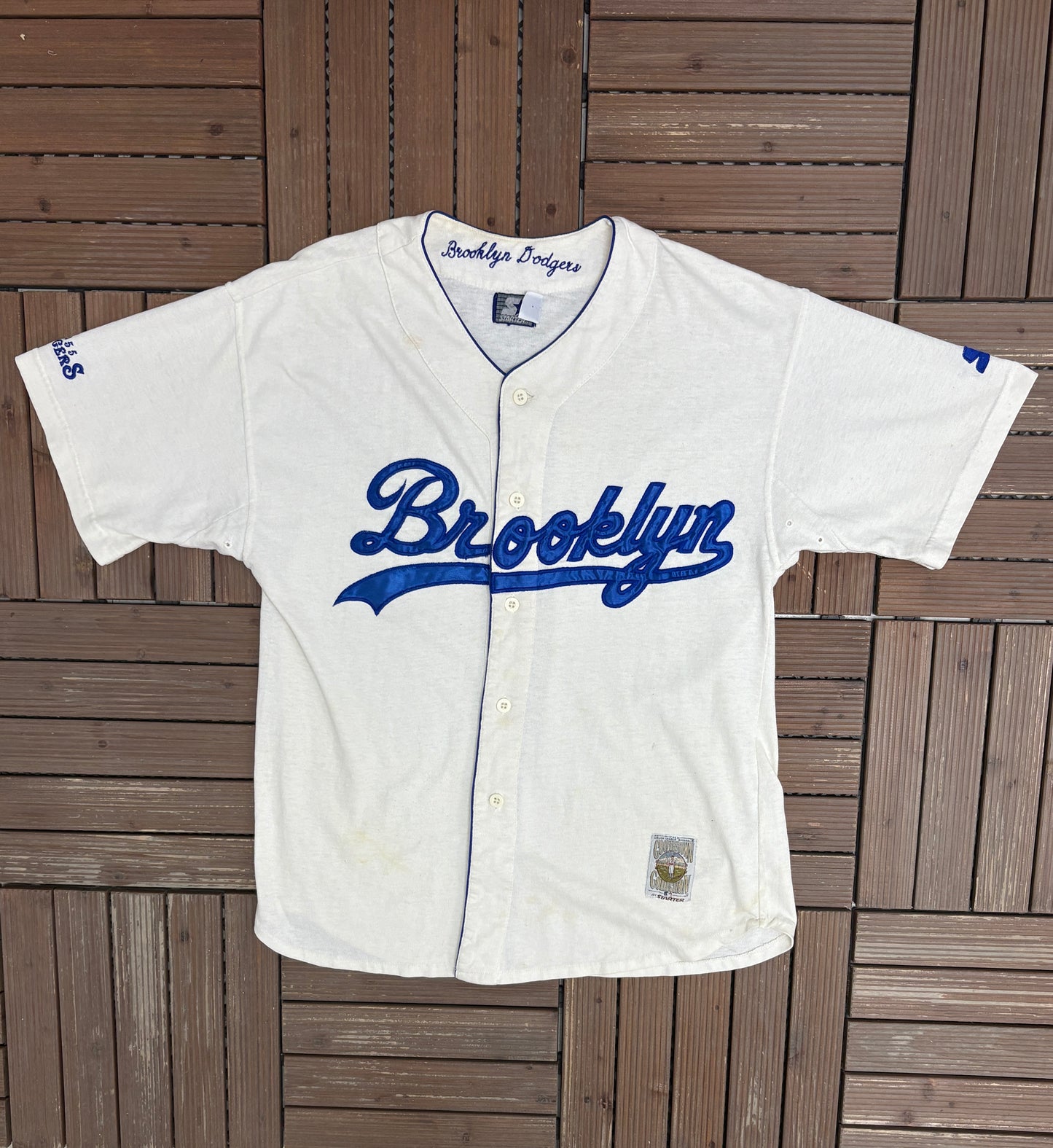 Brooklyn Dodgers Baseball Jersey | Size Large | Vintage 1990s Starter White Baseball Jersey |