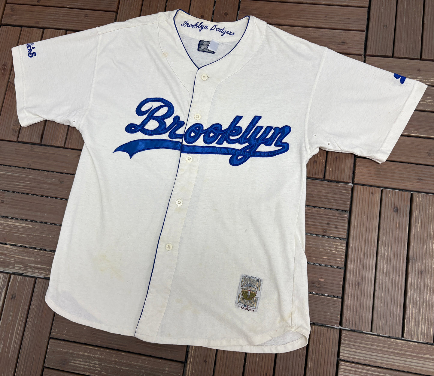 Brooklyn Dodgers Baseball Jersey | Size Large | Vintage 1990s Starter White Baseball Jersey |