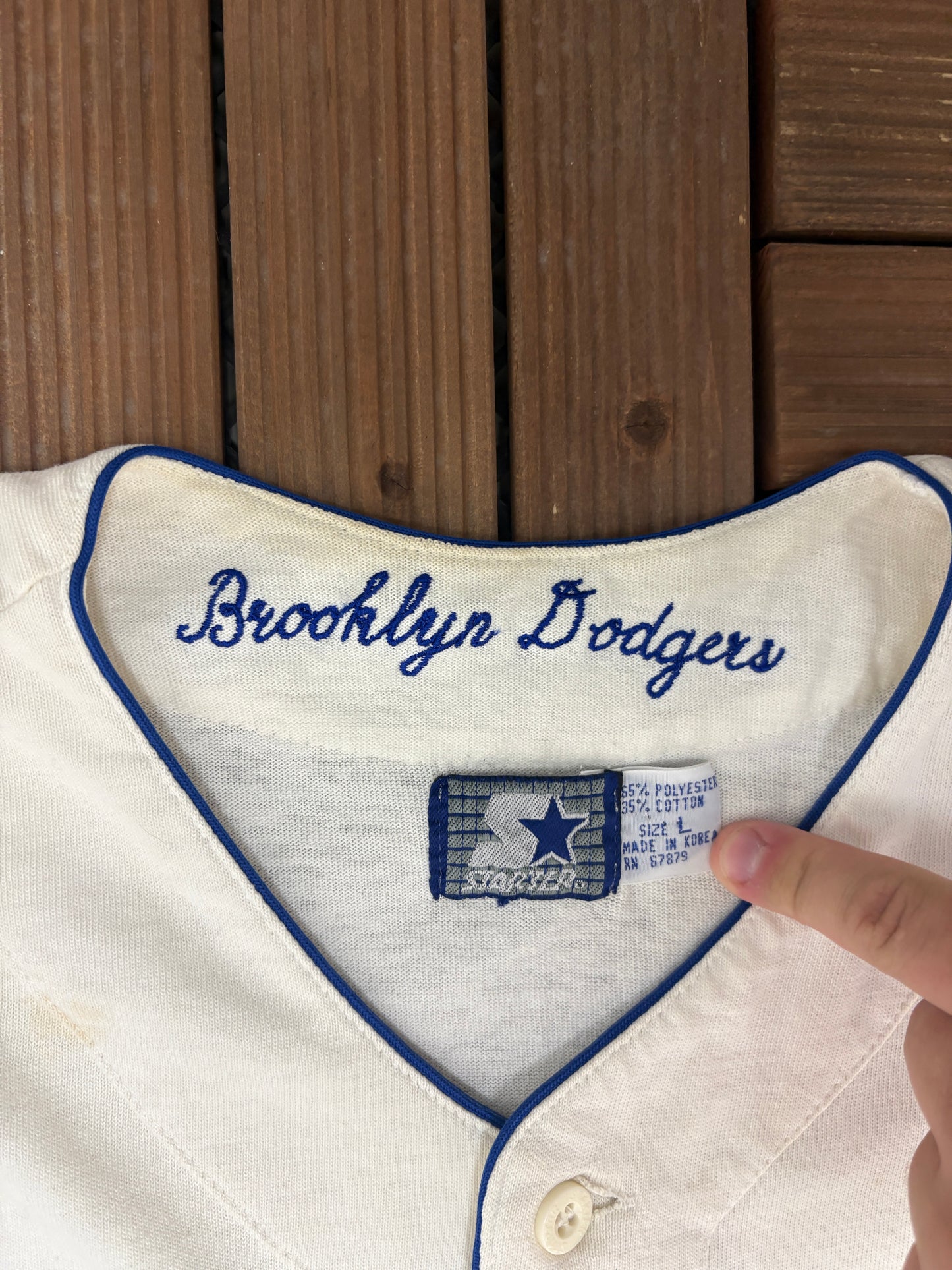 Brooklyn Dodgers Baseball Jersey | Size Large | Vintage 1990s Starter White Baseball Jersey |