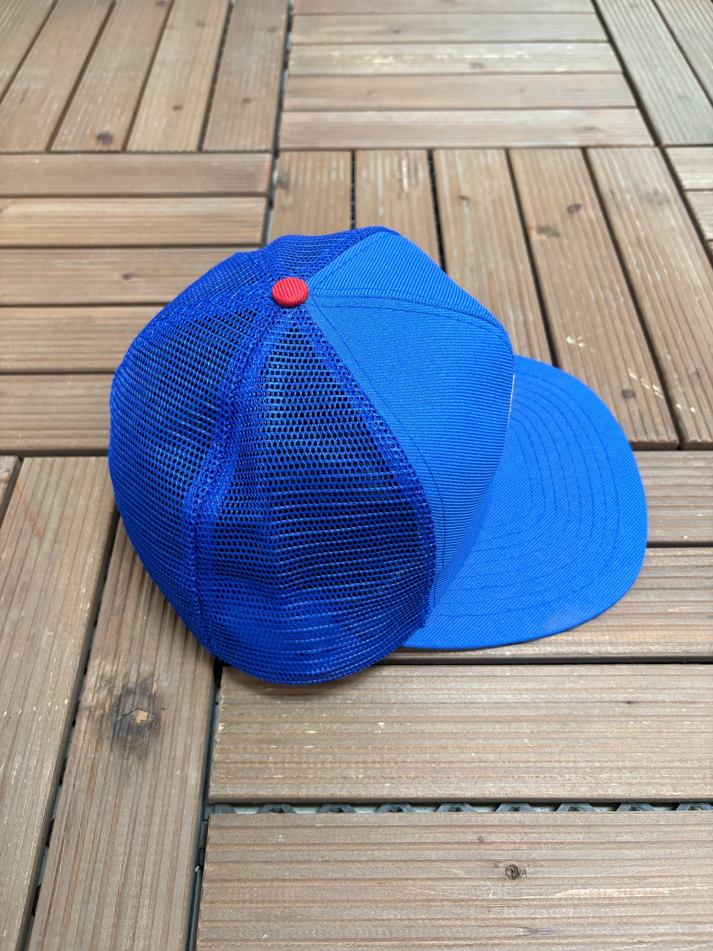 Chicago Cubs Embroidered Graphic Hat | Snap Back | Vintage 1980s MLB Baseball Trucker Blue Cap |