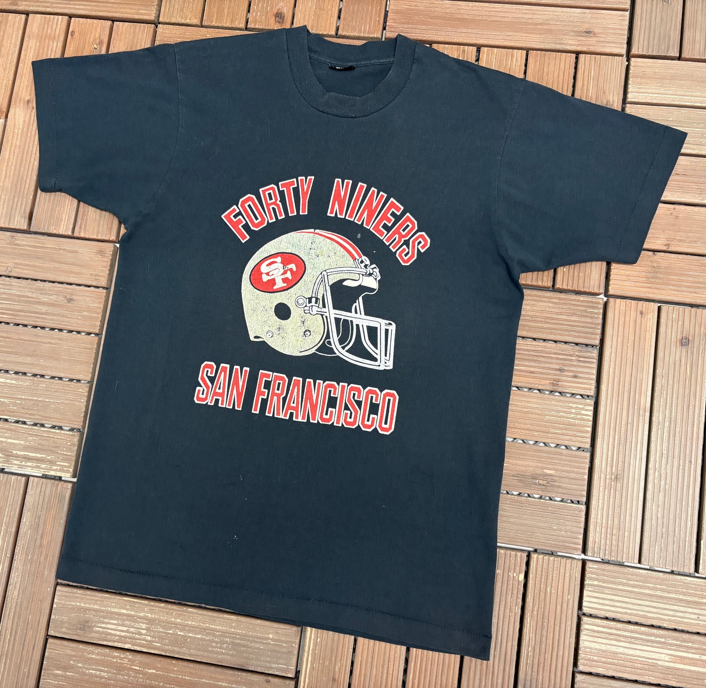 San Francisco 49ers Graphic Tee | Size Large | Vintage 1990s NFL Football Black T-Shirt |
