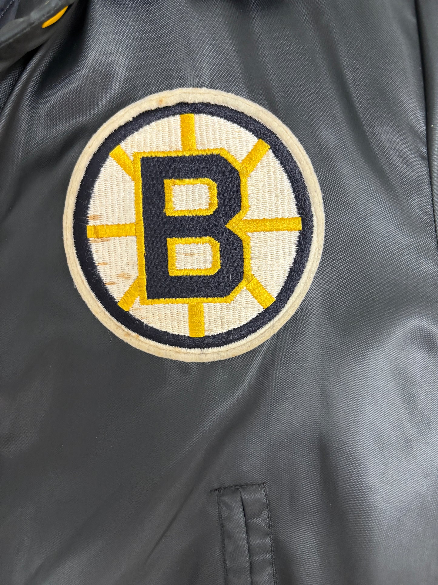 Boston Bruins Graphic Jacket | Size Medium | Vintage 1990s NHL Hockey Black Jacket |