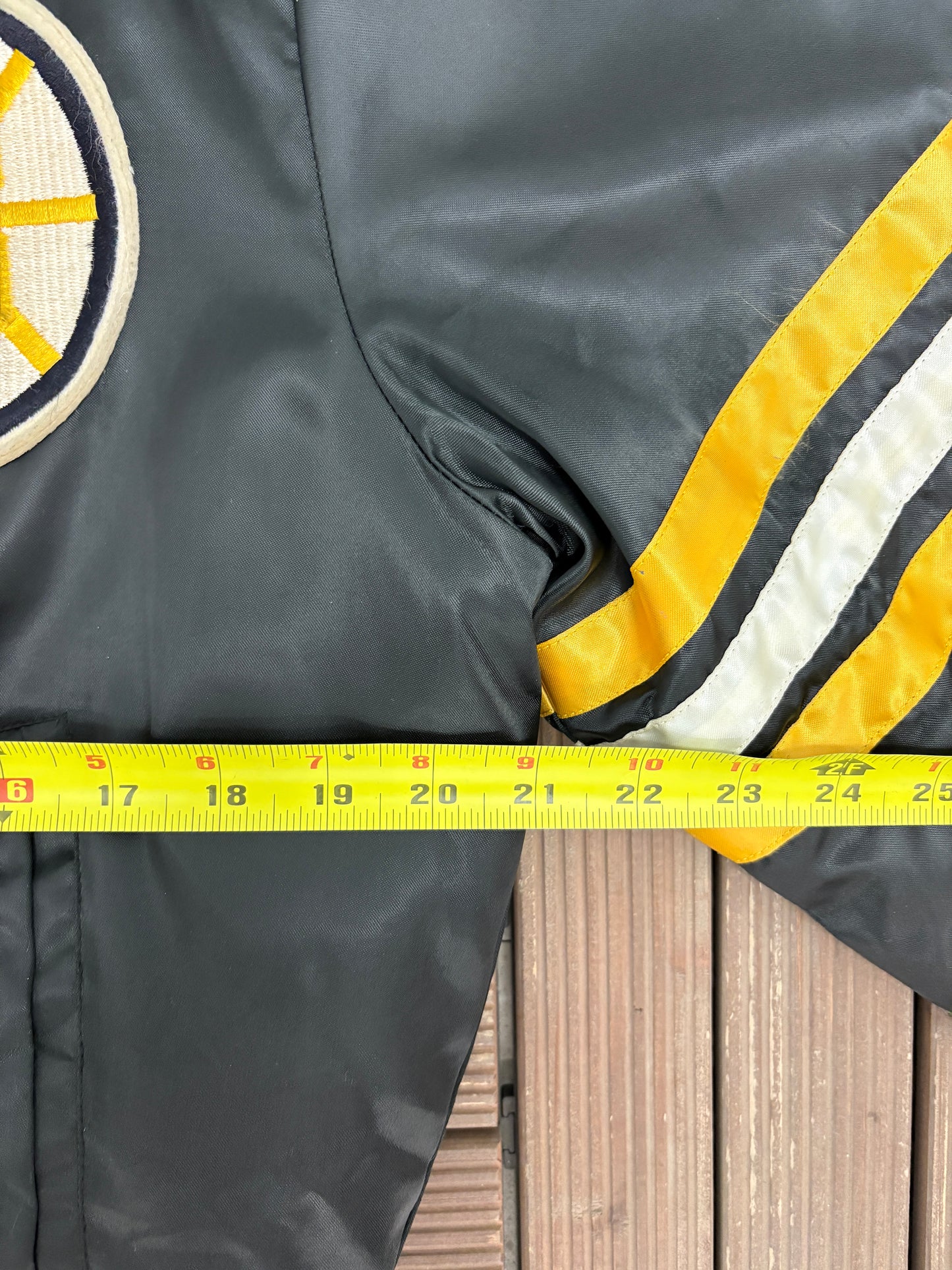 Boston Bruins Graphic Jacket | Size Medium | Vintage 1990s NHL Hockey Black Jacket |