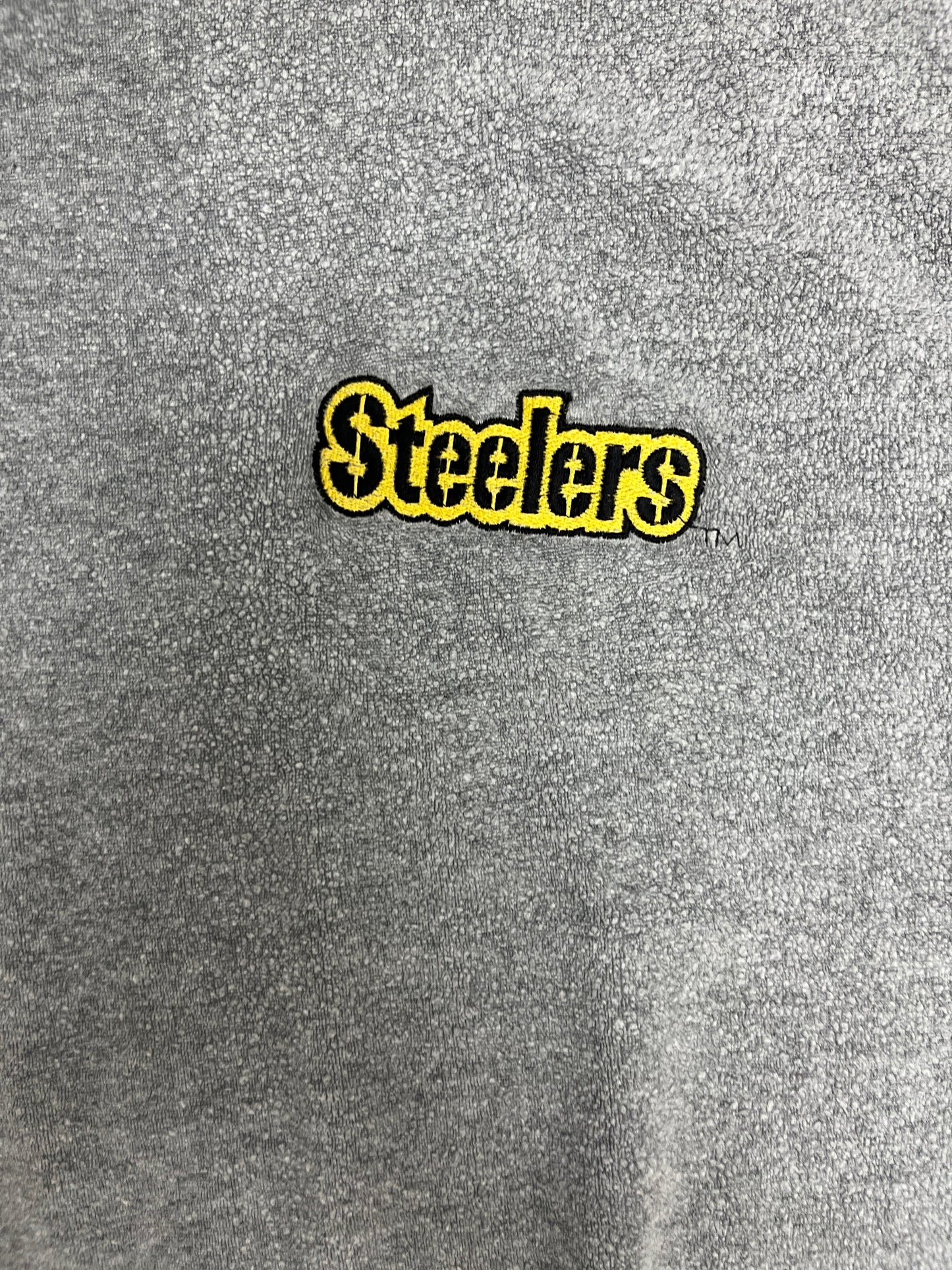 Pittsburgh Steelers Graphic Fleece Crewneck | Size X-Large | Vintage 1990s NFL Football Grey Sweater |