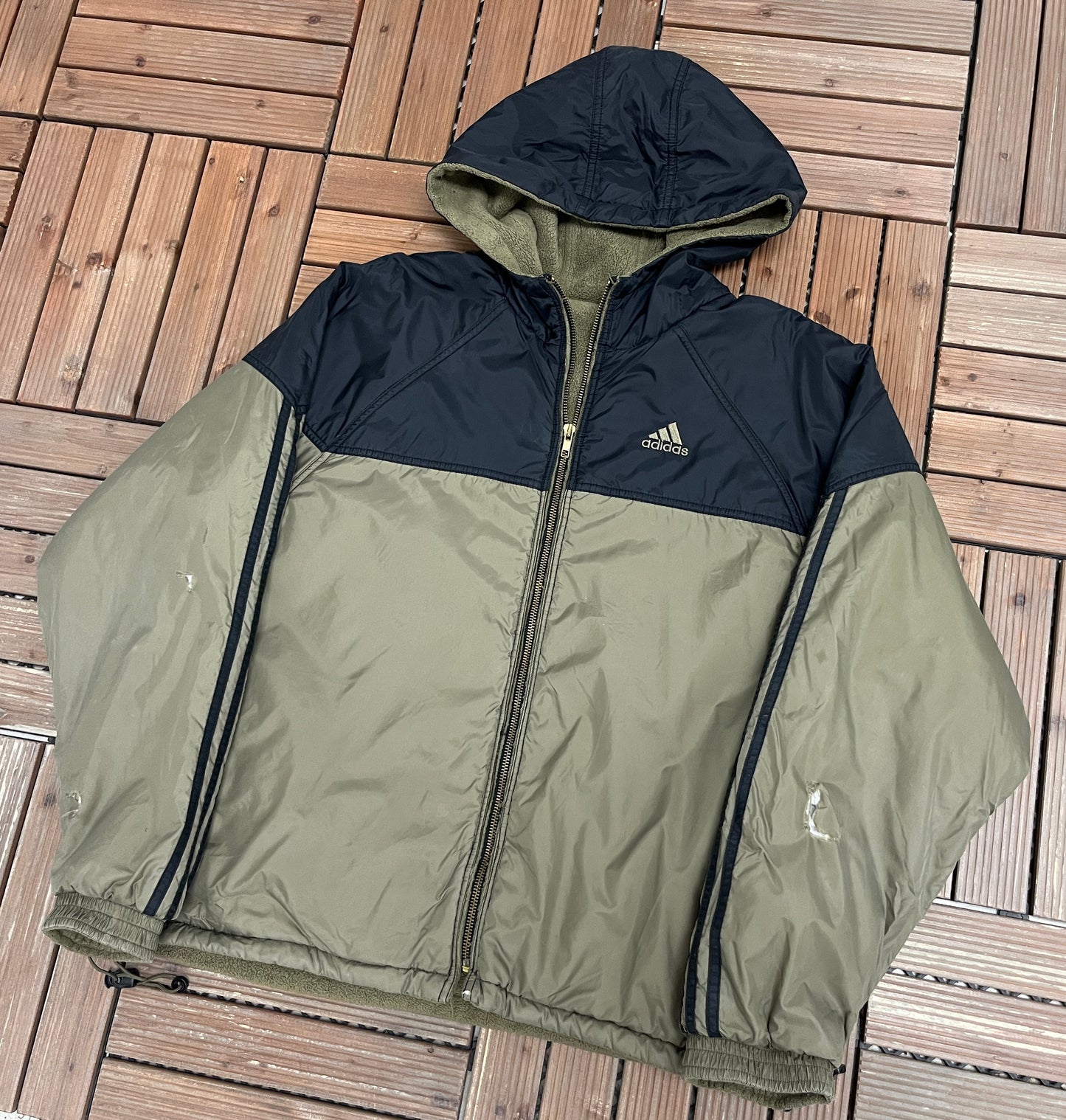 Adidas Small Embroidered Graphic Jacket | Size Medium | Vintage 2000s Reversible Branded Jacket |