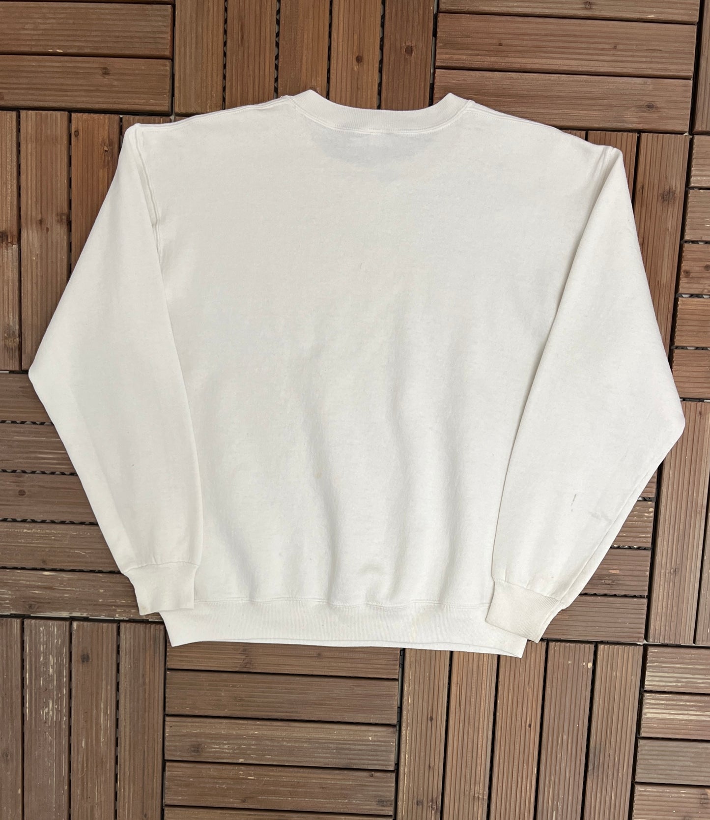 Miami Hurricanes Graphic Crewneck | Size Large | Vintage 1990s Russell Athletic College Sports White Sweater |