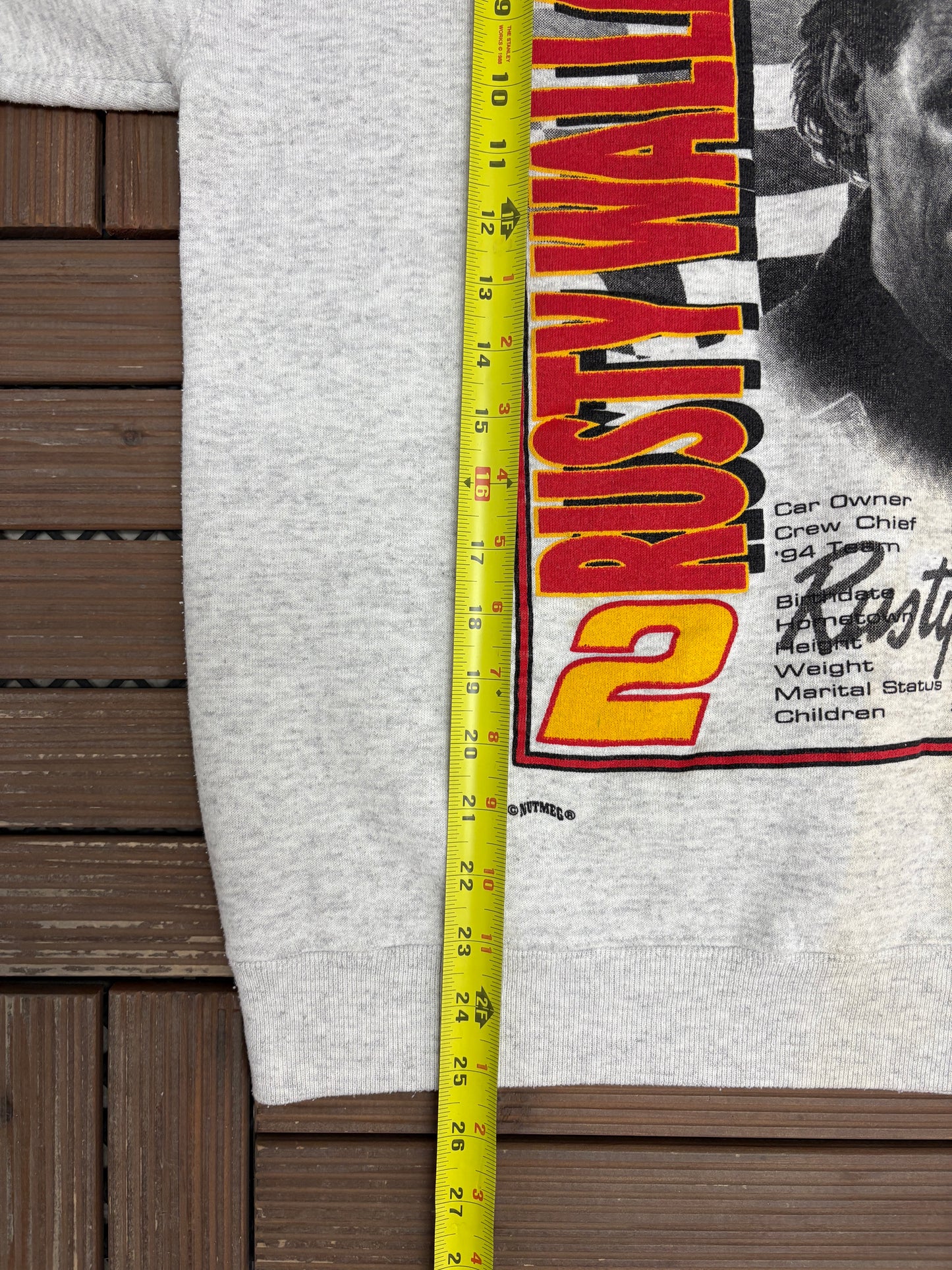 Rusty Wallace NASCAR Graphic Crewneck | Size Large | Vintage 1990s Racing Grey Sweater |