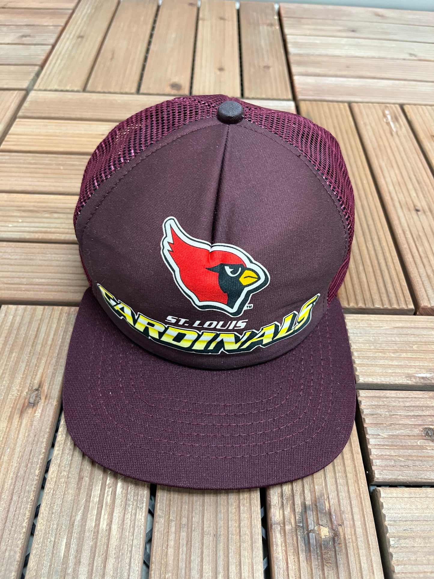 St. Louis Cardinals Graphic Hat | Snap Back | Vintage 1990s Made in USA NFL Football Red Cap |