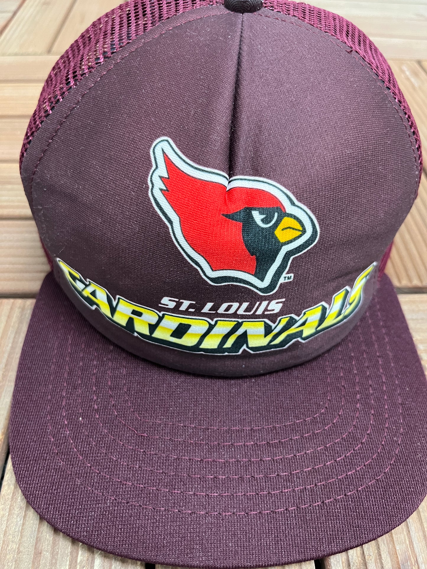St. Louis Cardinals Graphic Hat | Snap Back | Vintage 1990s Made in USA NFL Football Red Cap |