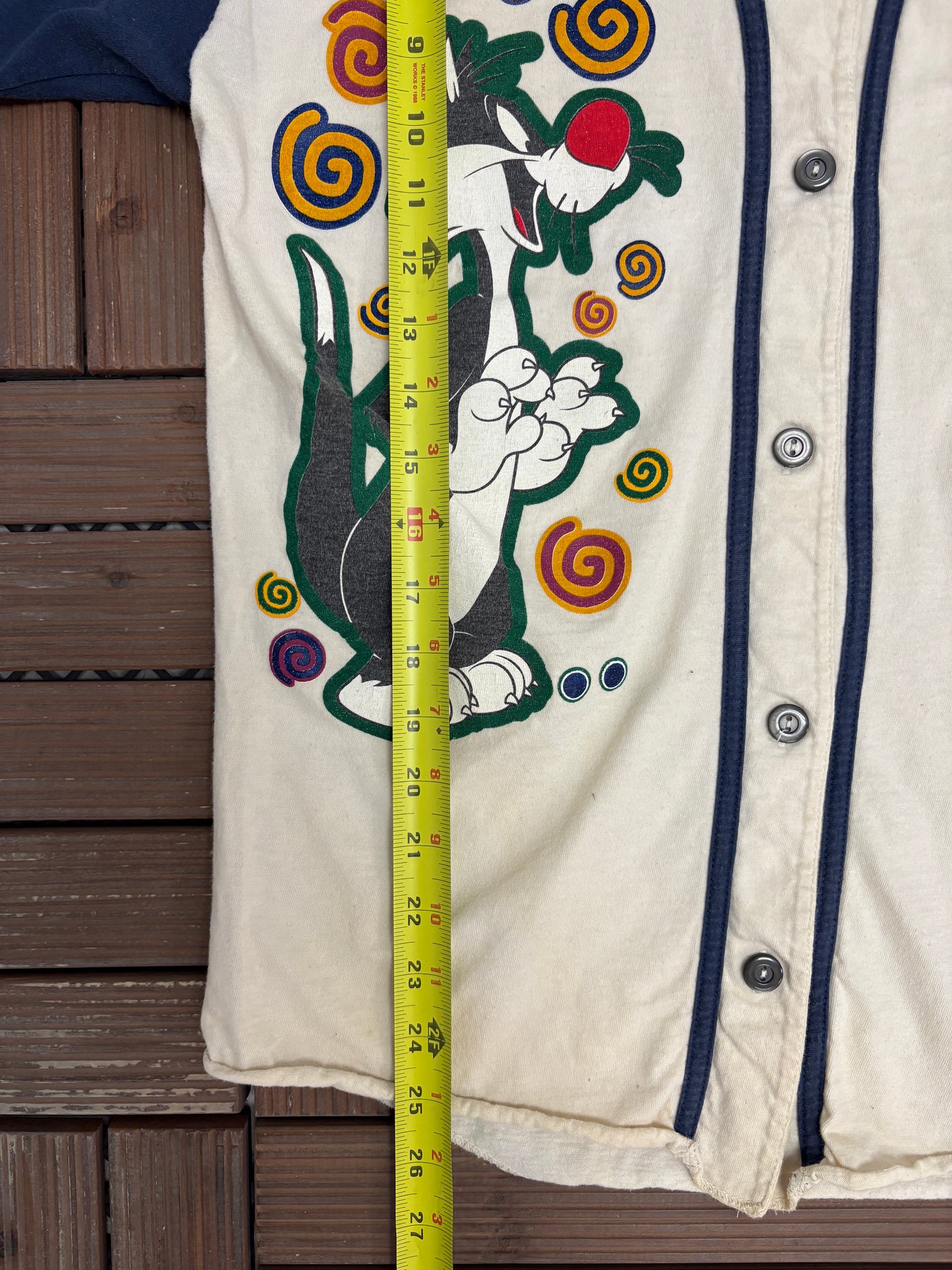 Looney Tunes Tweety Bird Baseball Jersey | Size Medium | Vintage 1990s Promotional White Jersey |