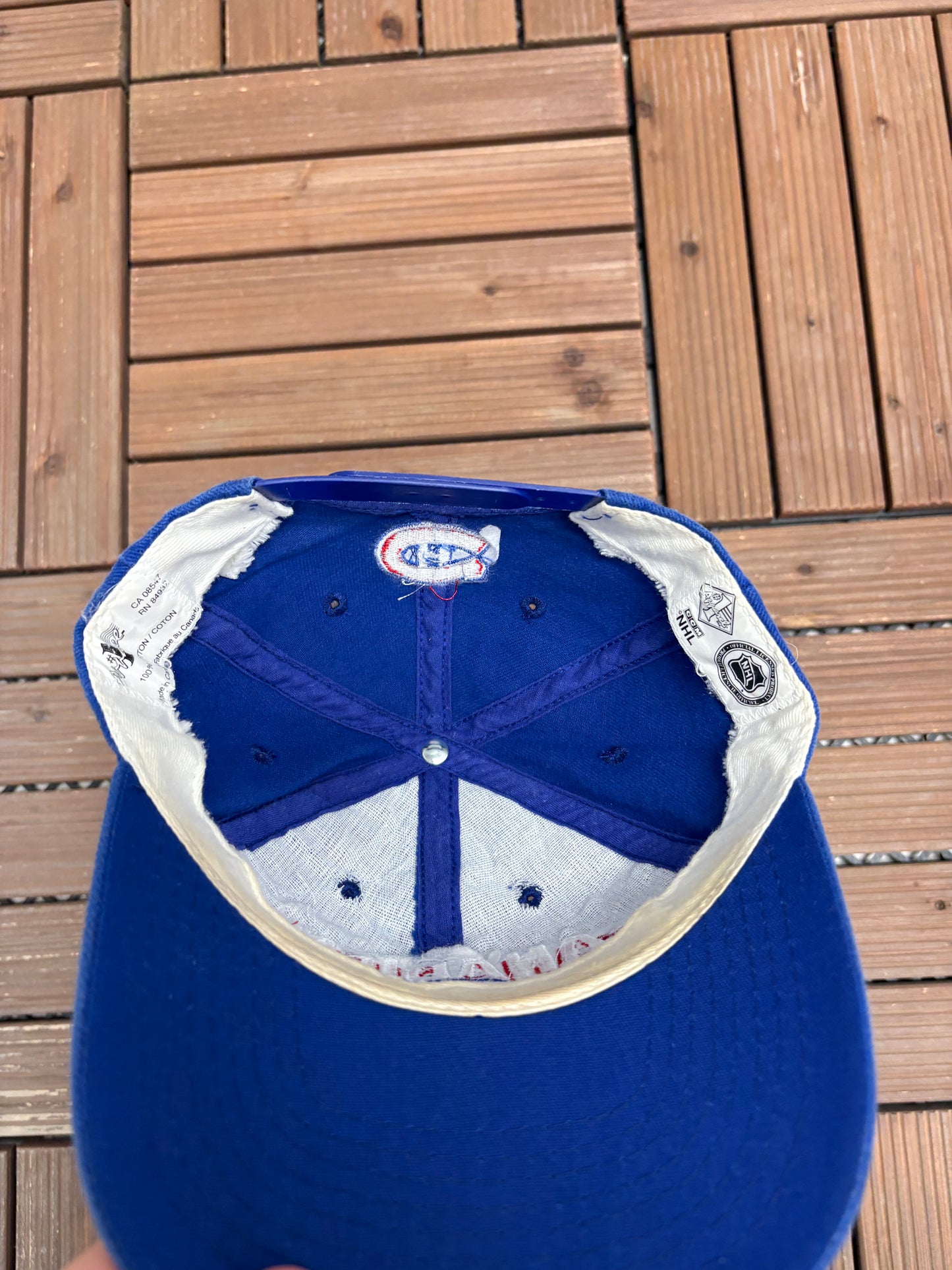 Montreal Canadiens Hockey Graphic Hat | Snap Back | Vintage 1990s NHL Hockey Blue Cap |