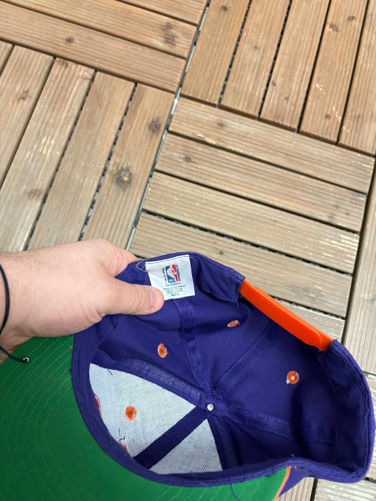Phoenix Suns Embroidered Graphic Hat | Snap Back | Vintage 1990s NBA Basketball Purple Cap |